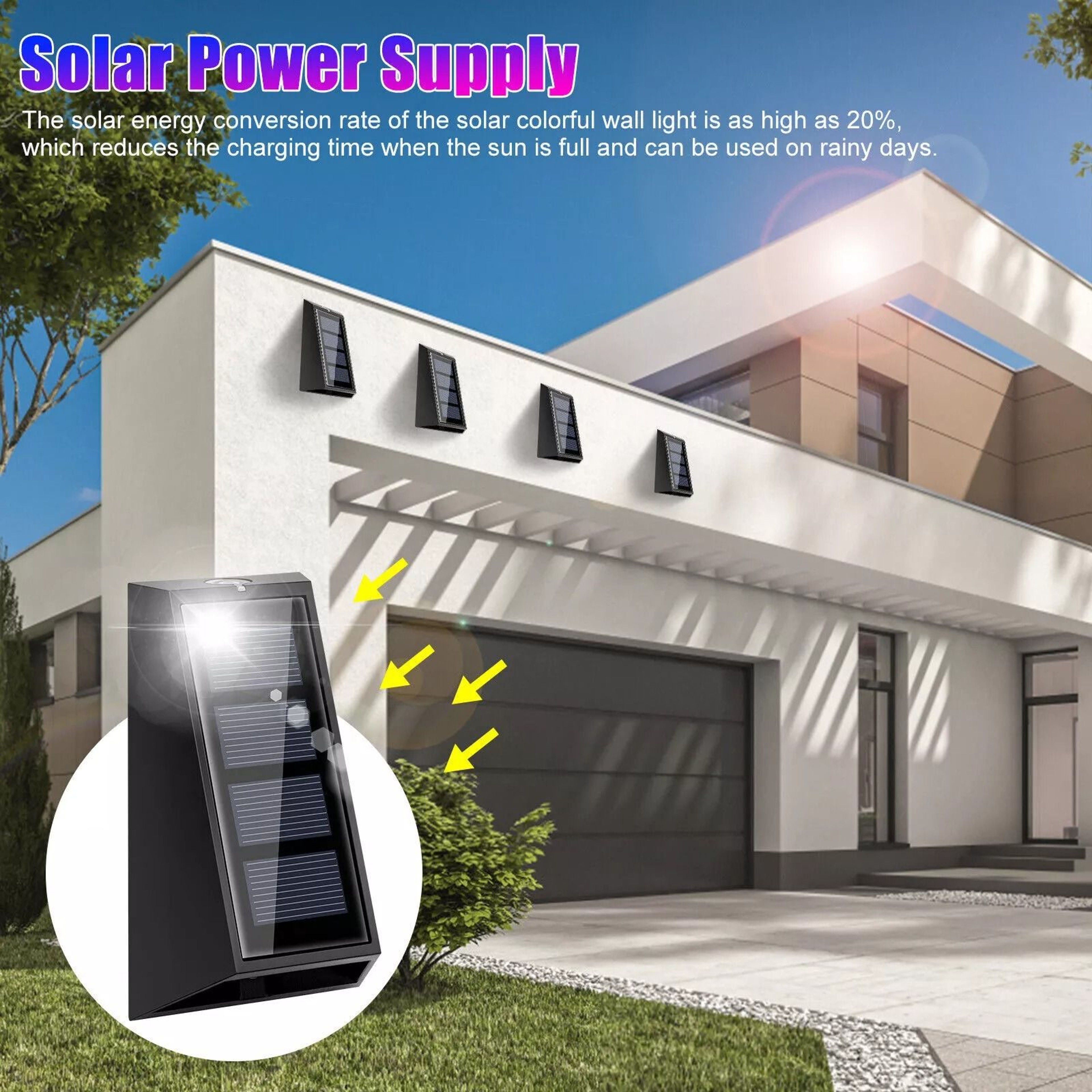 Solar Colorful Wall Light RGB 7Color Changing Waterproof Yard  Garden Lamp For Stairs Fences Patio 4