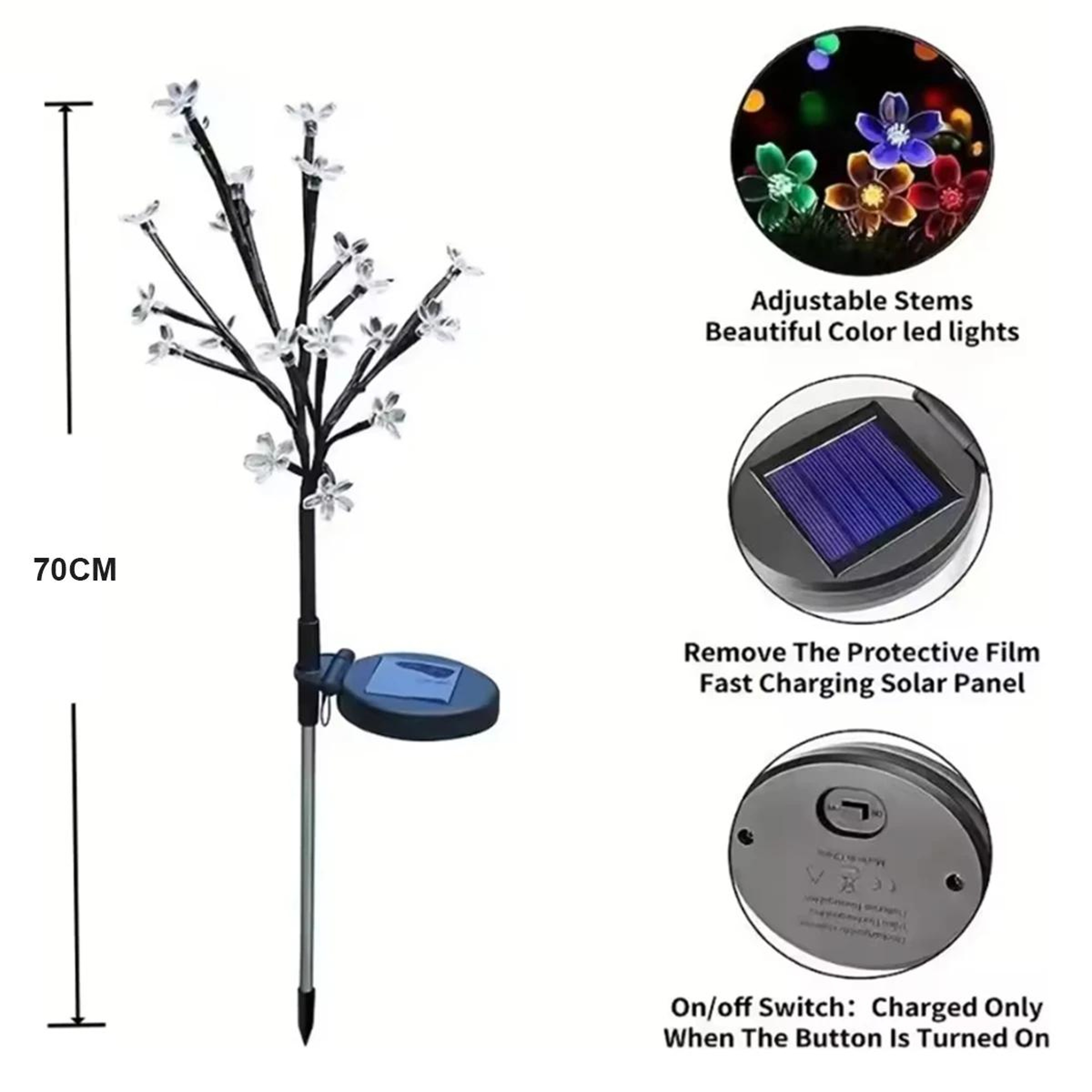 Waterproof Solar Cherry Blossom Ground Lamp Lights, Flower Powered LED Outdoor Garden Pathway Courtyard Lighting – view 5