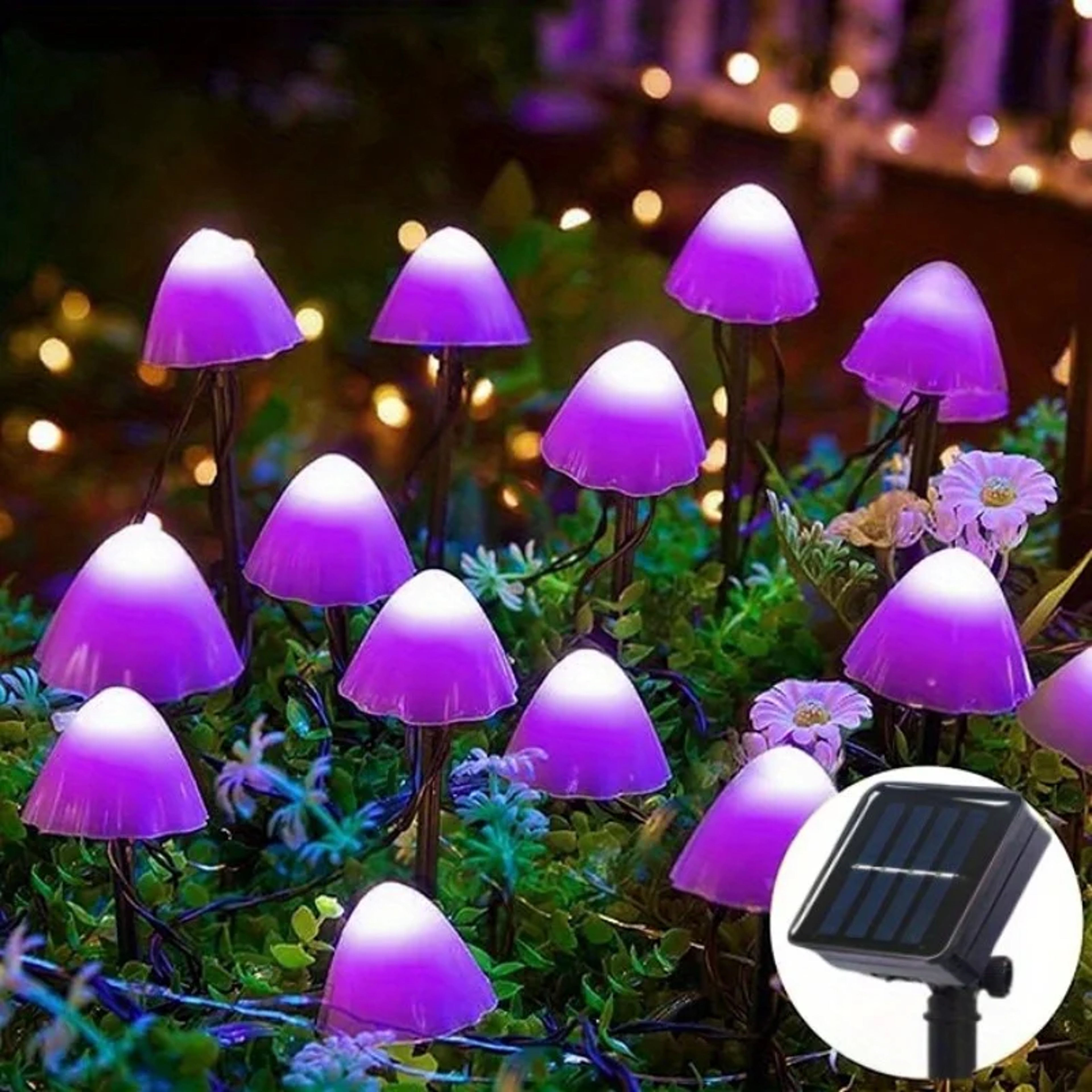 Outdoor LED Mushroom Light with 8 Functions, Solar Garden String Lights, Holiday Courtyard Decor Lamps – view 7