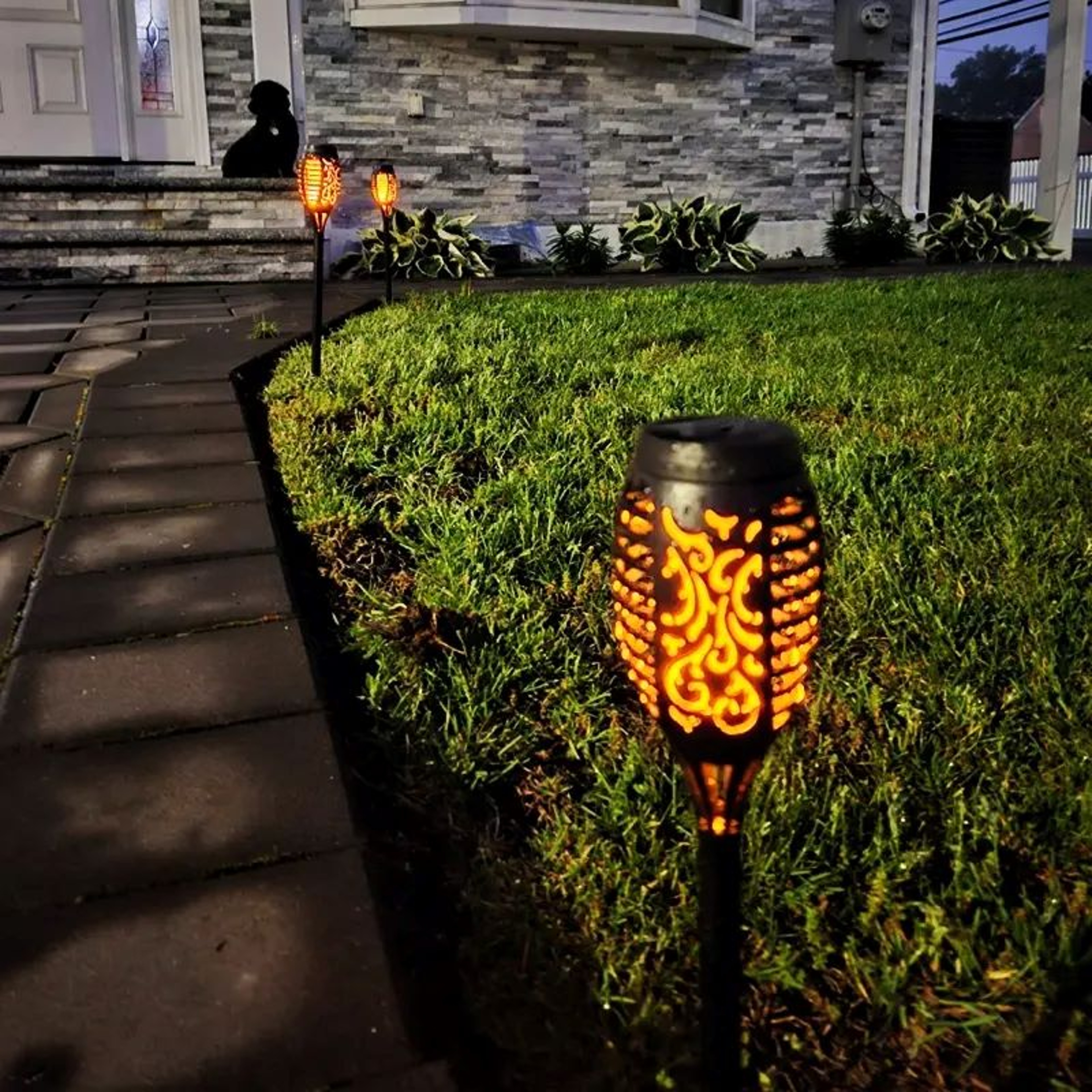 Waterproof Solar Light Outdoor With Flashing Flame 12LED Solar Flashlight Christmas Garden Decorati 3