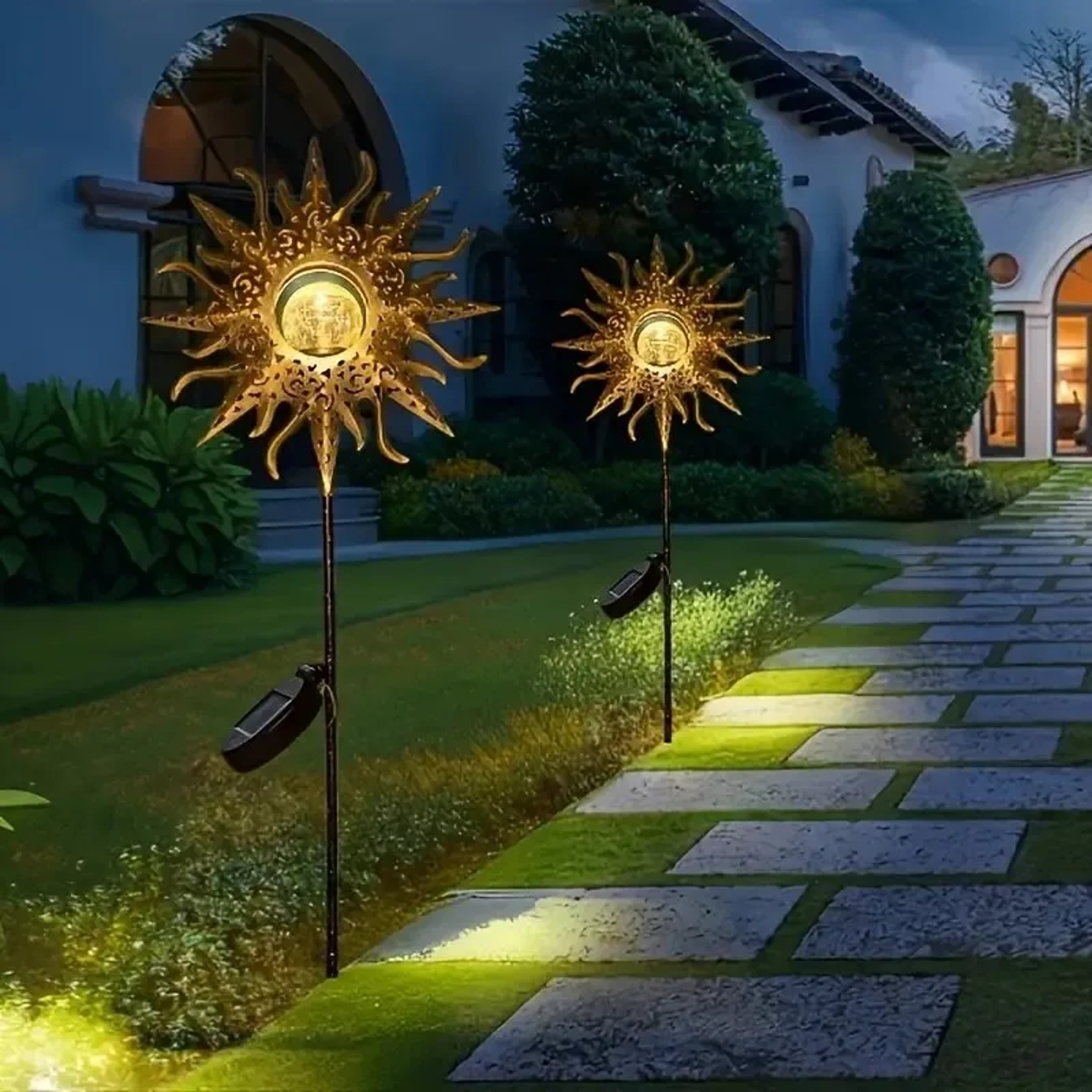 Solar Sun Statue Light for Garden, Cracked Glass Ball LED Decor, IP65 Waterproof Outdoor Lawn Patio Courtyard – view 6