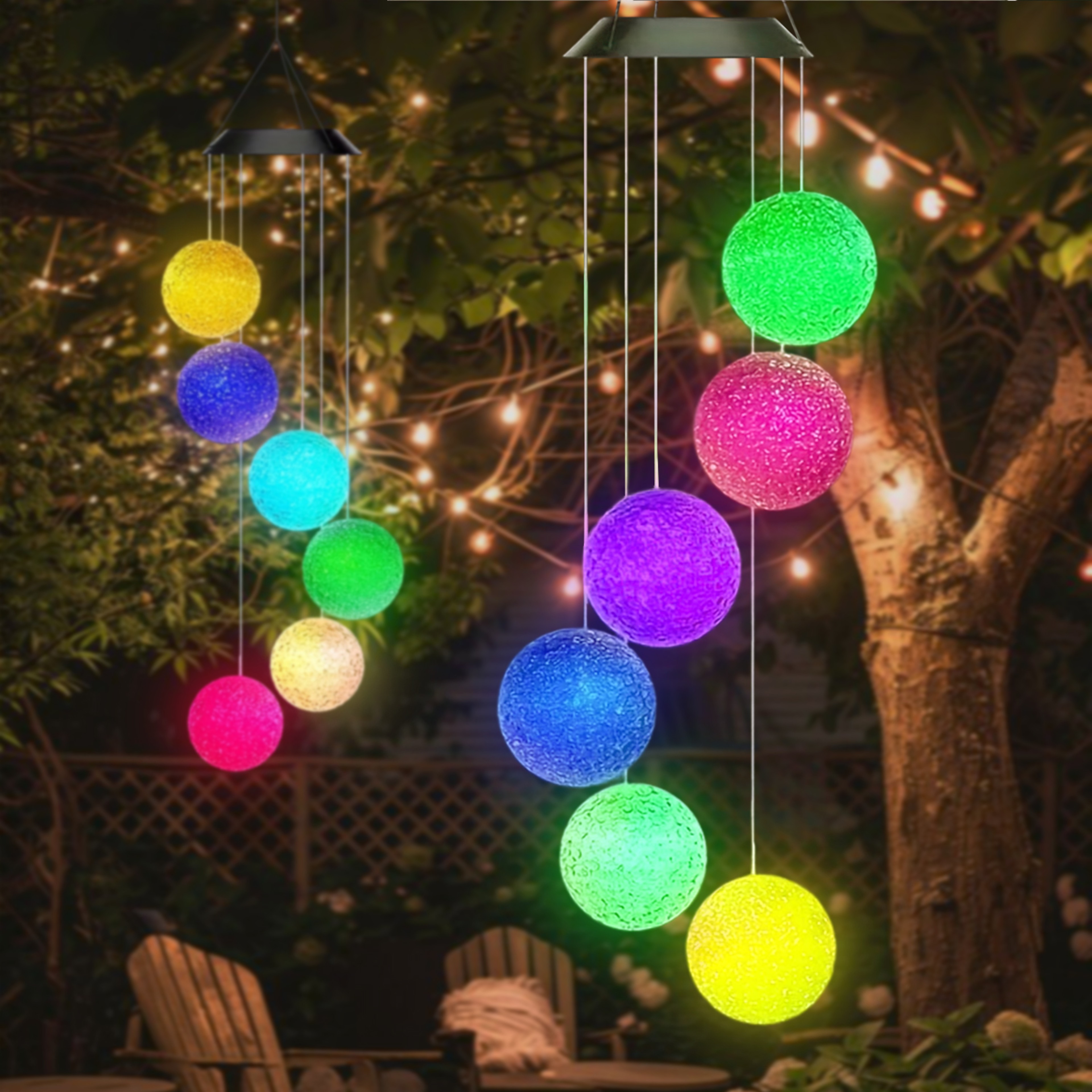 Colorful Solar Particle Ball Wind Chime Light for Garden, Outdoor Landscape Light, Patio Party Decorative Lamp – view 2