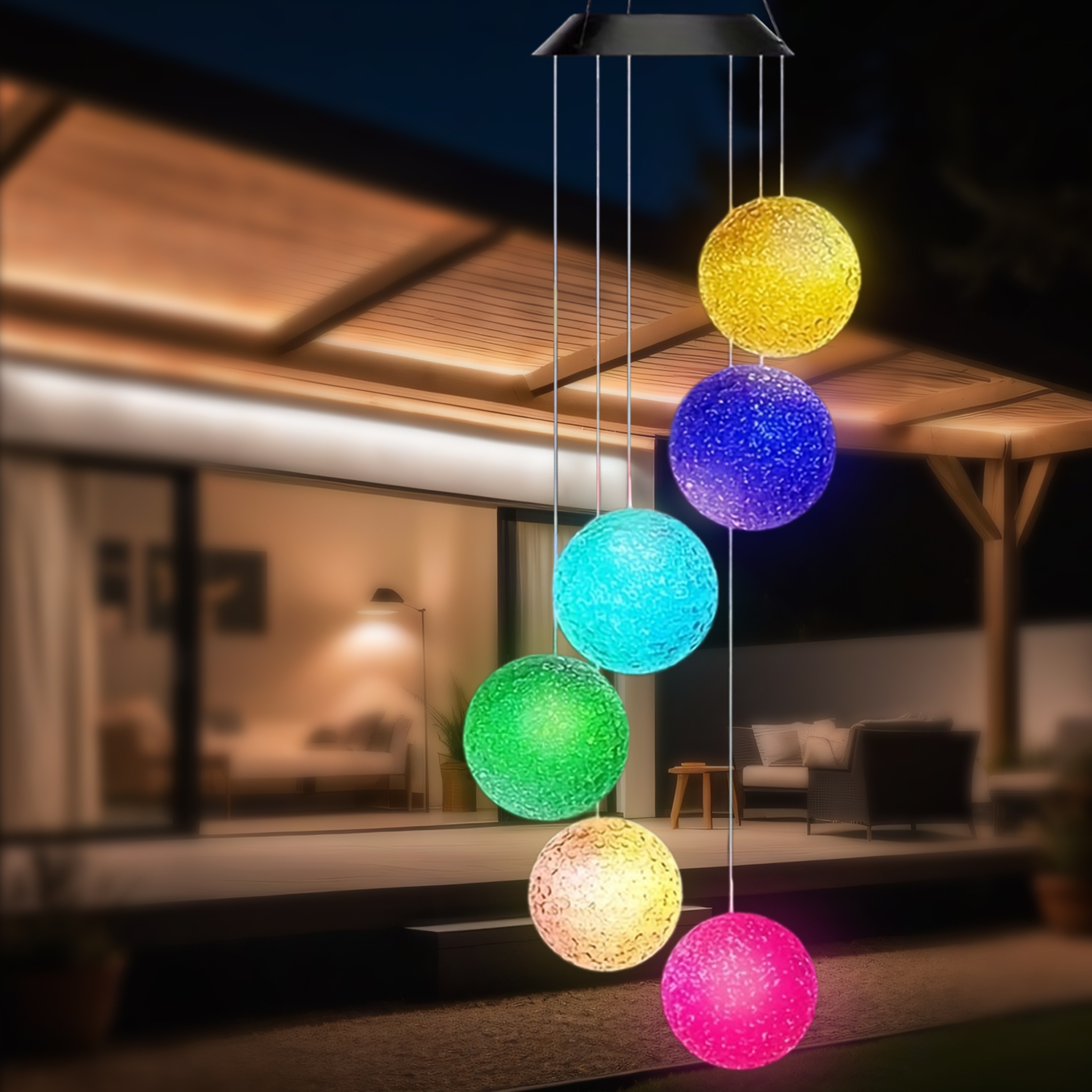 Colorful Solar Particle Ball Wind Chime Light for Garden, Outdoor Landscape Light, Patio Party Decorative Lamp – view 4