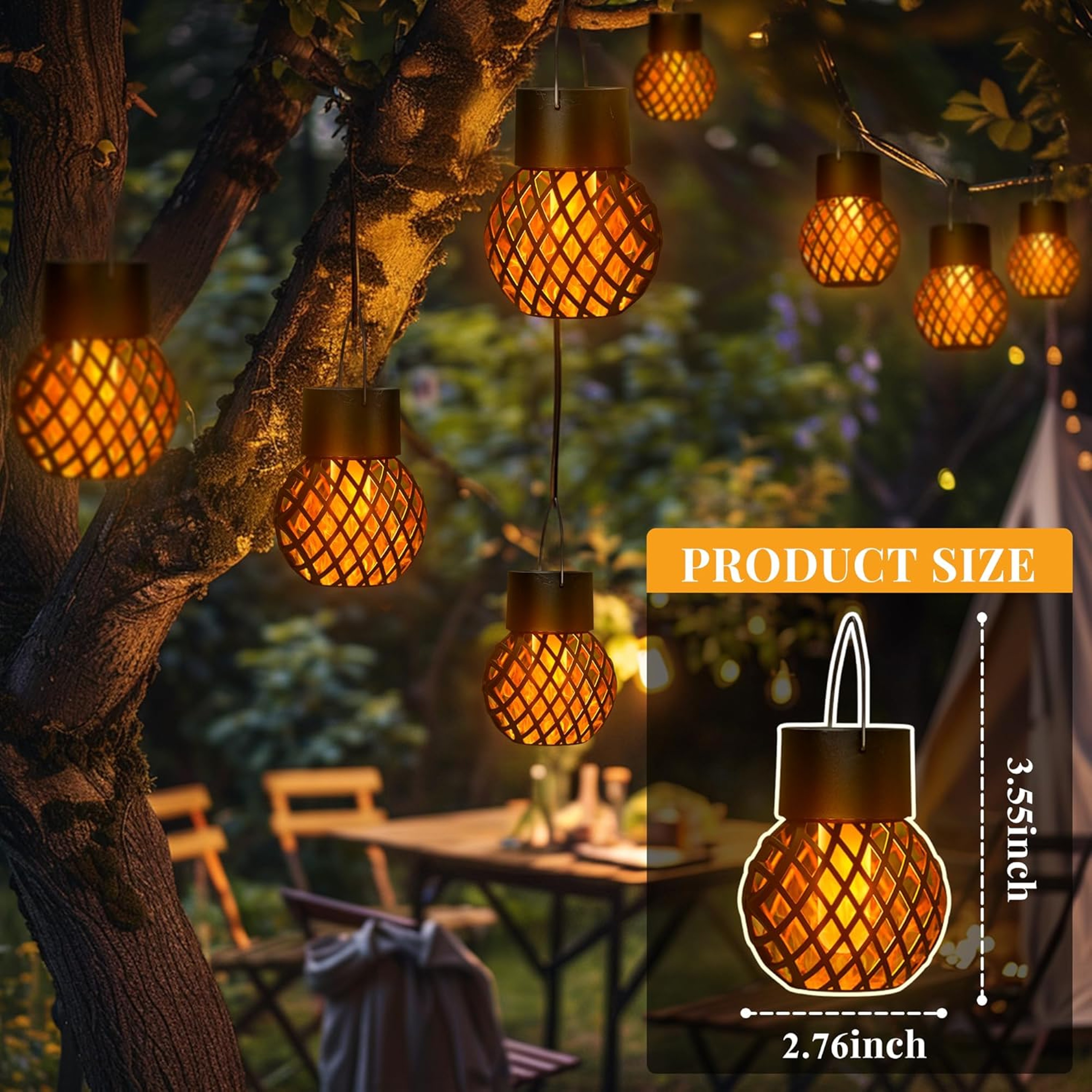 Waterproof Solar LED Hanging Lantern with Flame Effect, Garden Decoration Lamp, Fairy Light for Outdoor Patio Yard – view 5