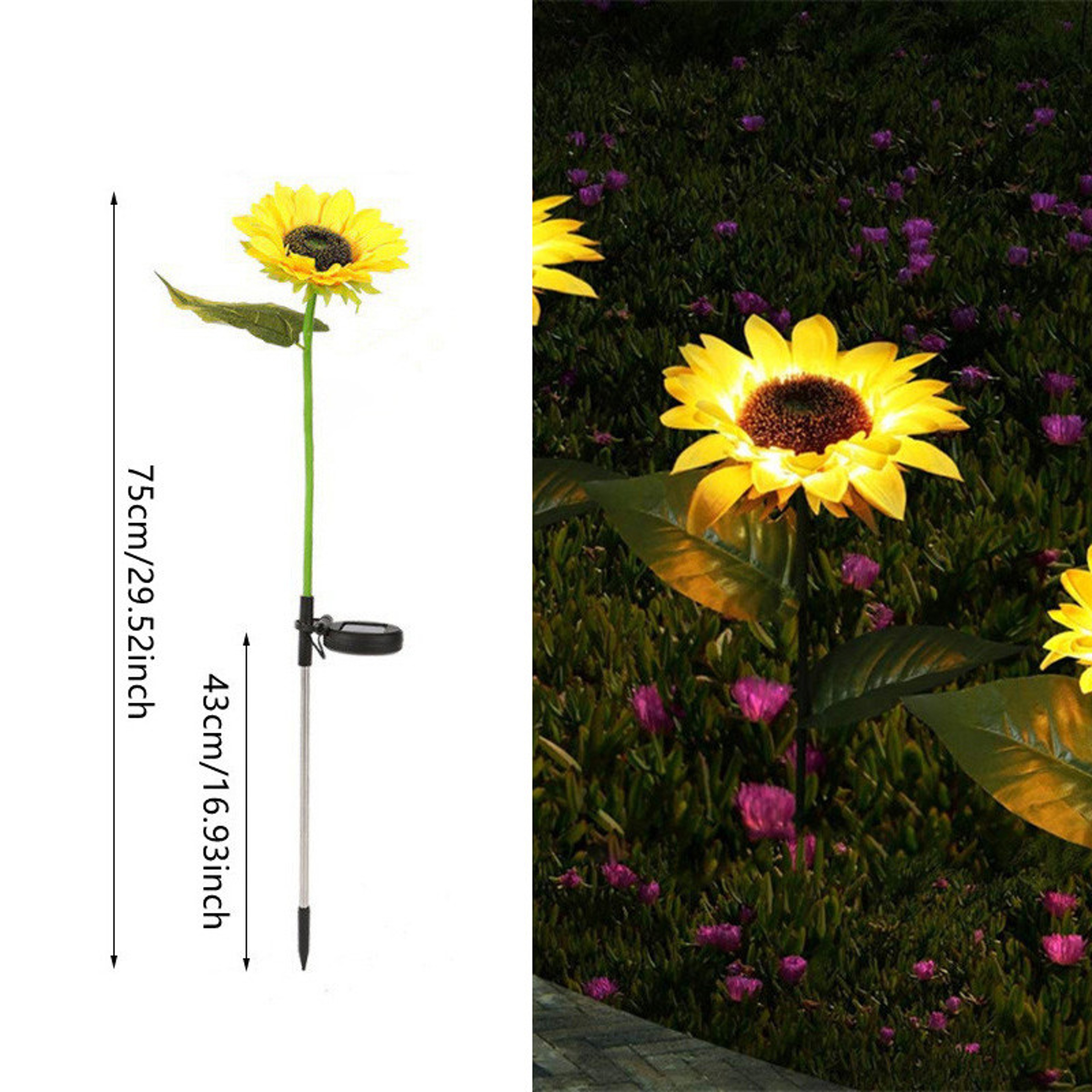 Waterproof LED Solar Sunflower Lawn Light, Garden Pathway Decoration for Wedding, Holiday, Outdoor Yard Landscape – view 6