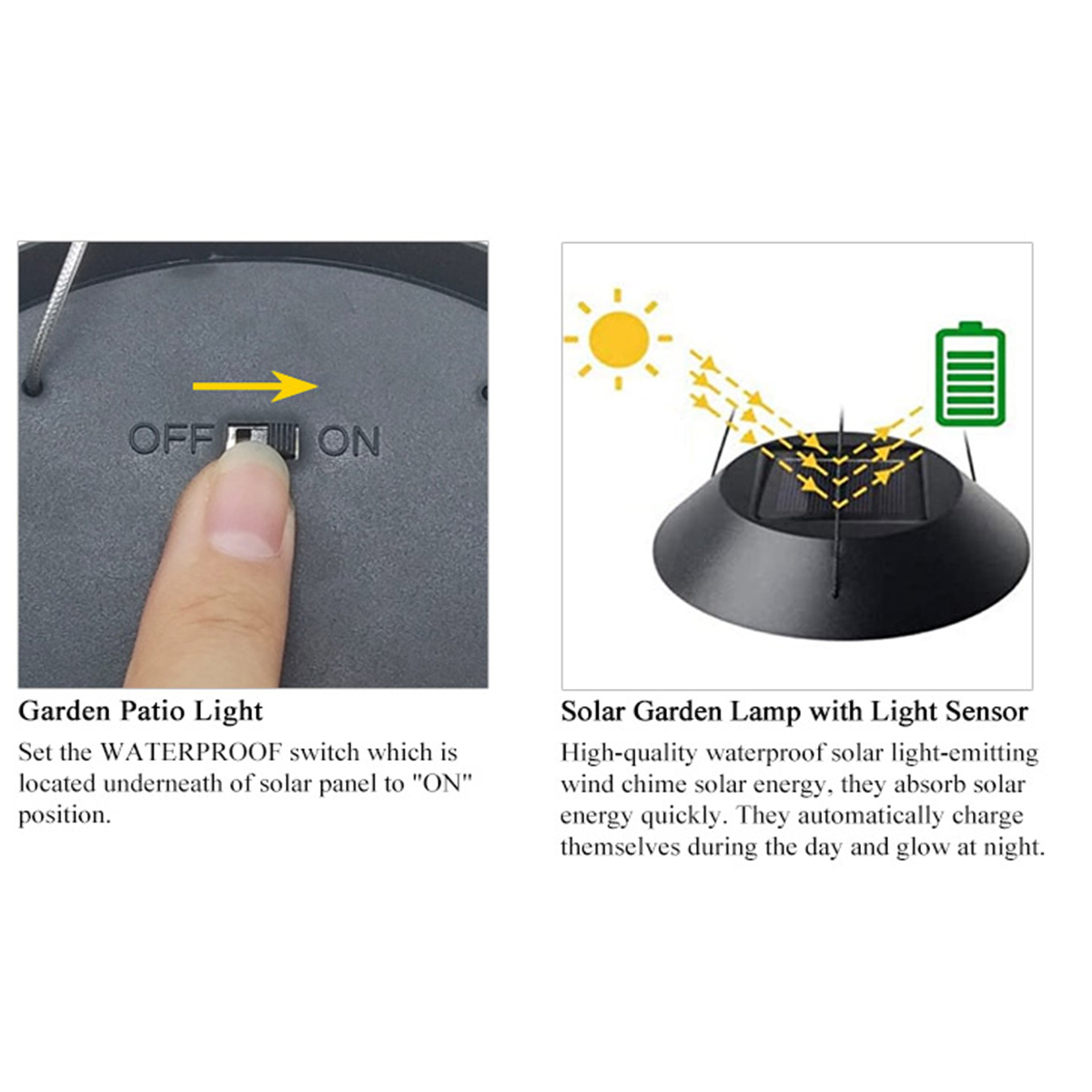Waterproof Hummingbird Solar Wind Chime Light LED Outdoor Lantern Auto Color Changing Home Garden G