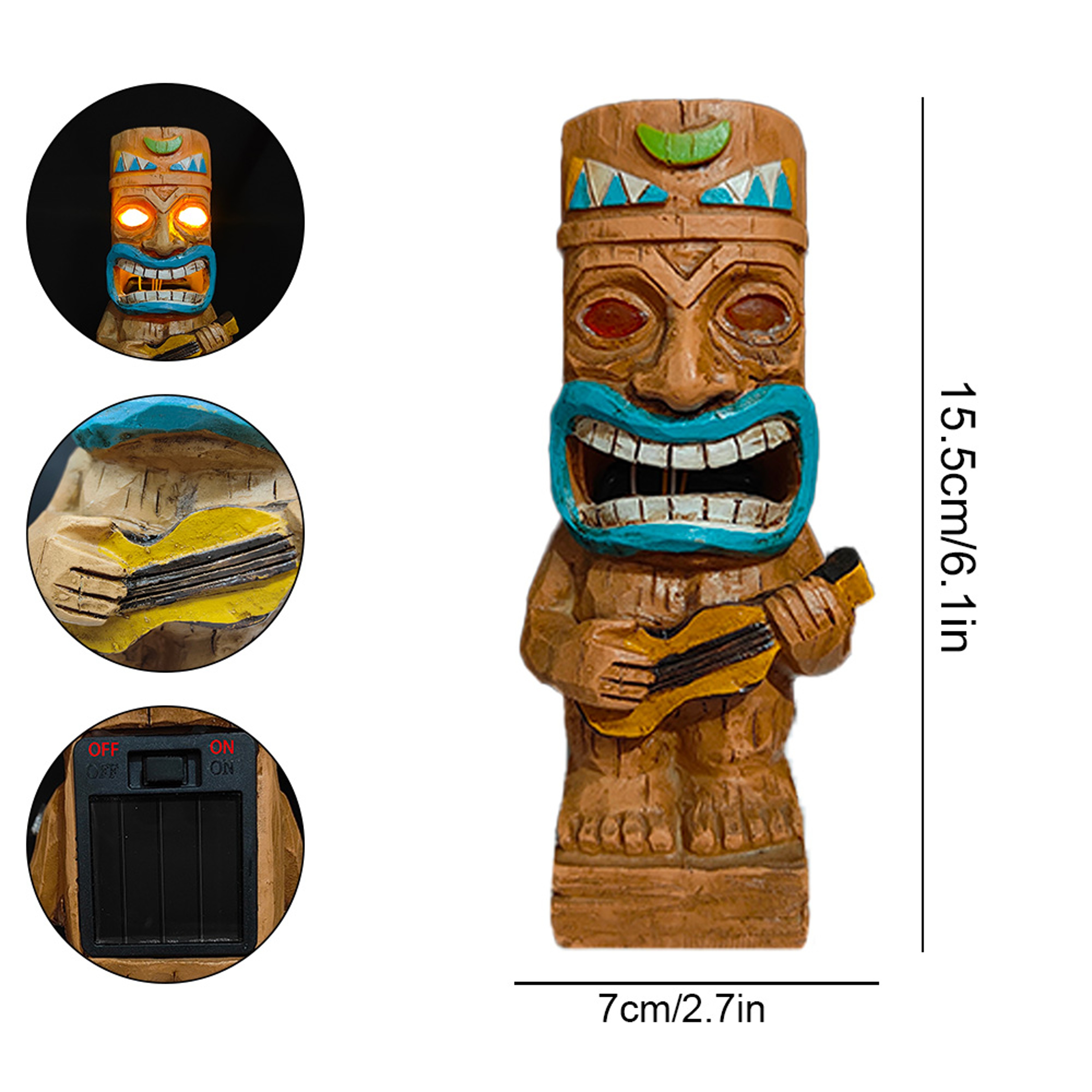 Solar Tiki Lights Outdoor Statues Backyard, Tiki Totem Decor for Hawaiian Party, Tropical Garden Statues Patio – view 6