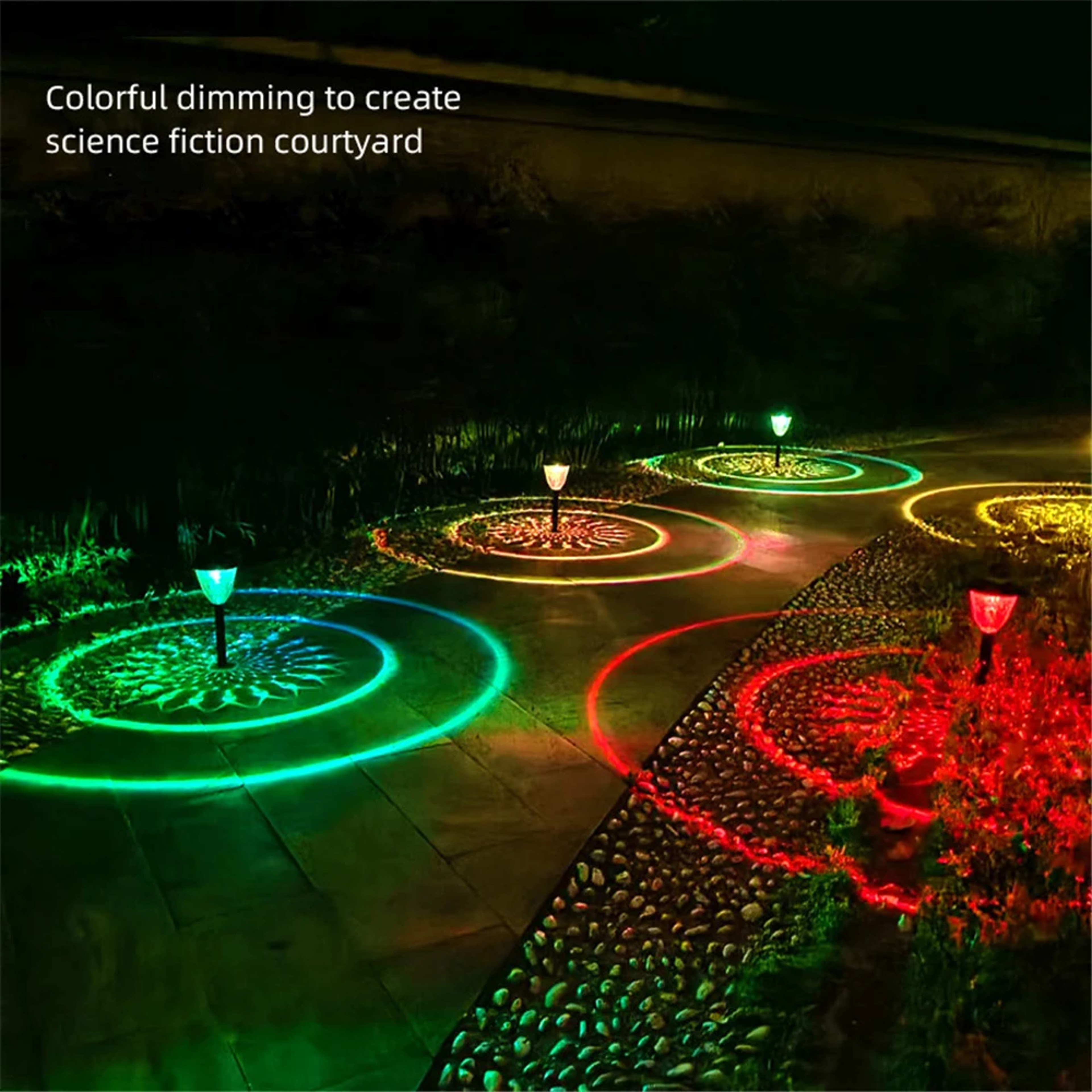 Solar Pathway Lights Outdoor Waterproof, Round Lighting Pattern for Yard, Garden Path, Walkway Decor – view 2