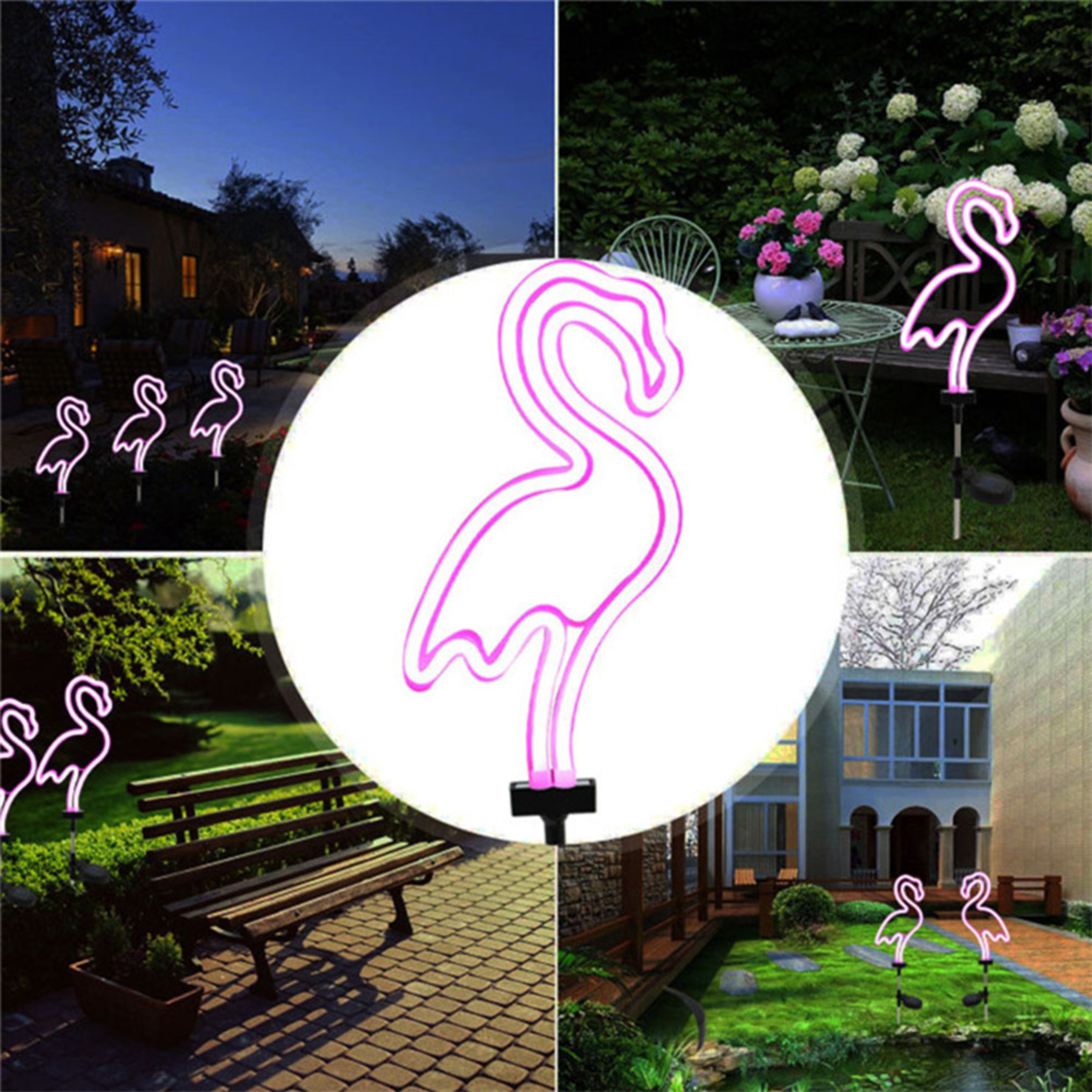 Flamingo Cactus Solar Garden Landscape Light, LED Neon Sign Lawn Decor, Outdoor Garden Night Lamp – view 6