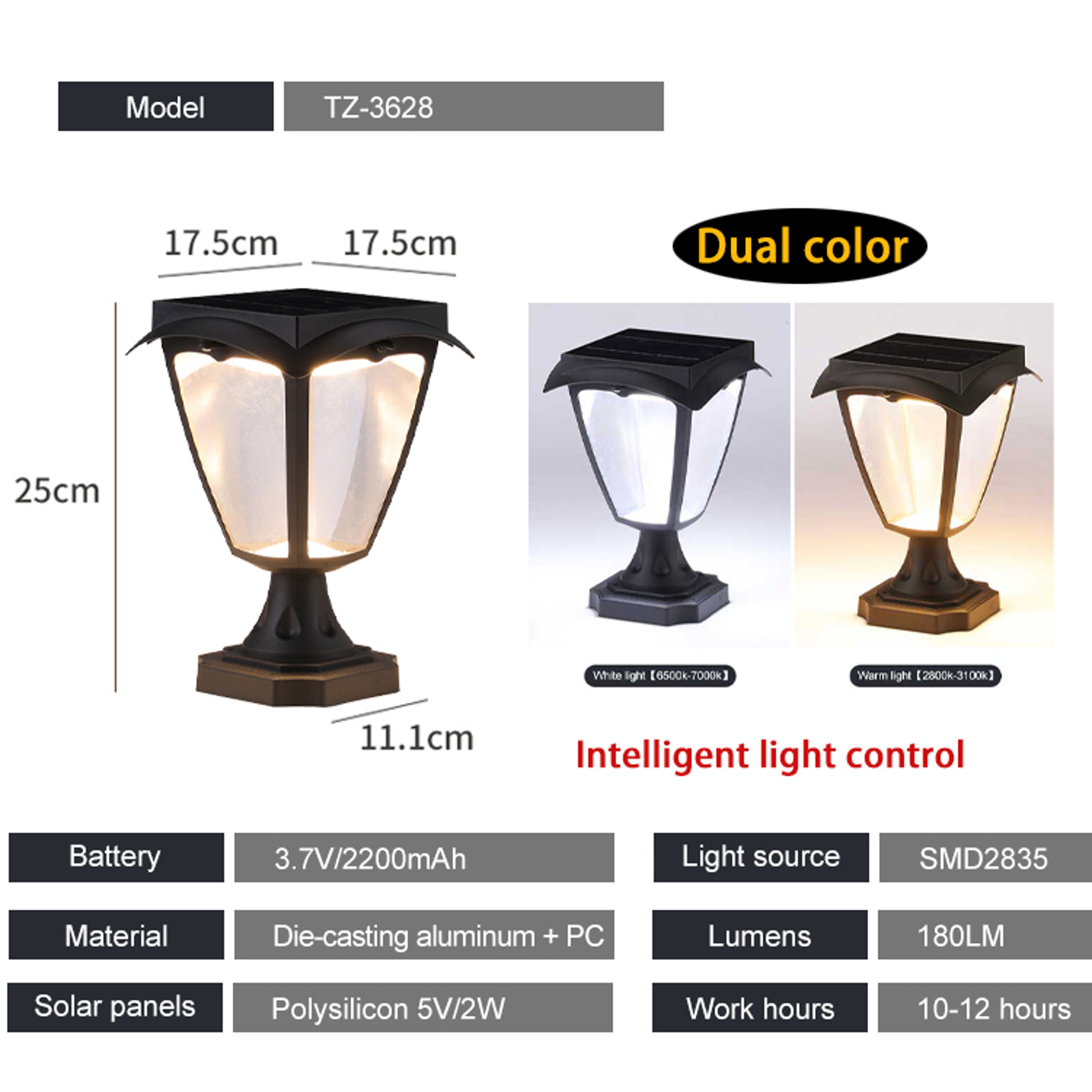 Outdoor LED Solar Column Pillar Light, Fence Post Deck Cap Lamp, Waterproof Garden Gate Landscape Solar Light – view 7
