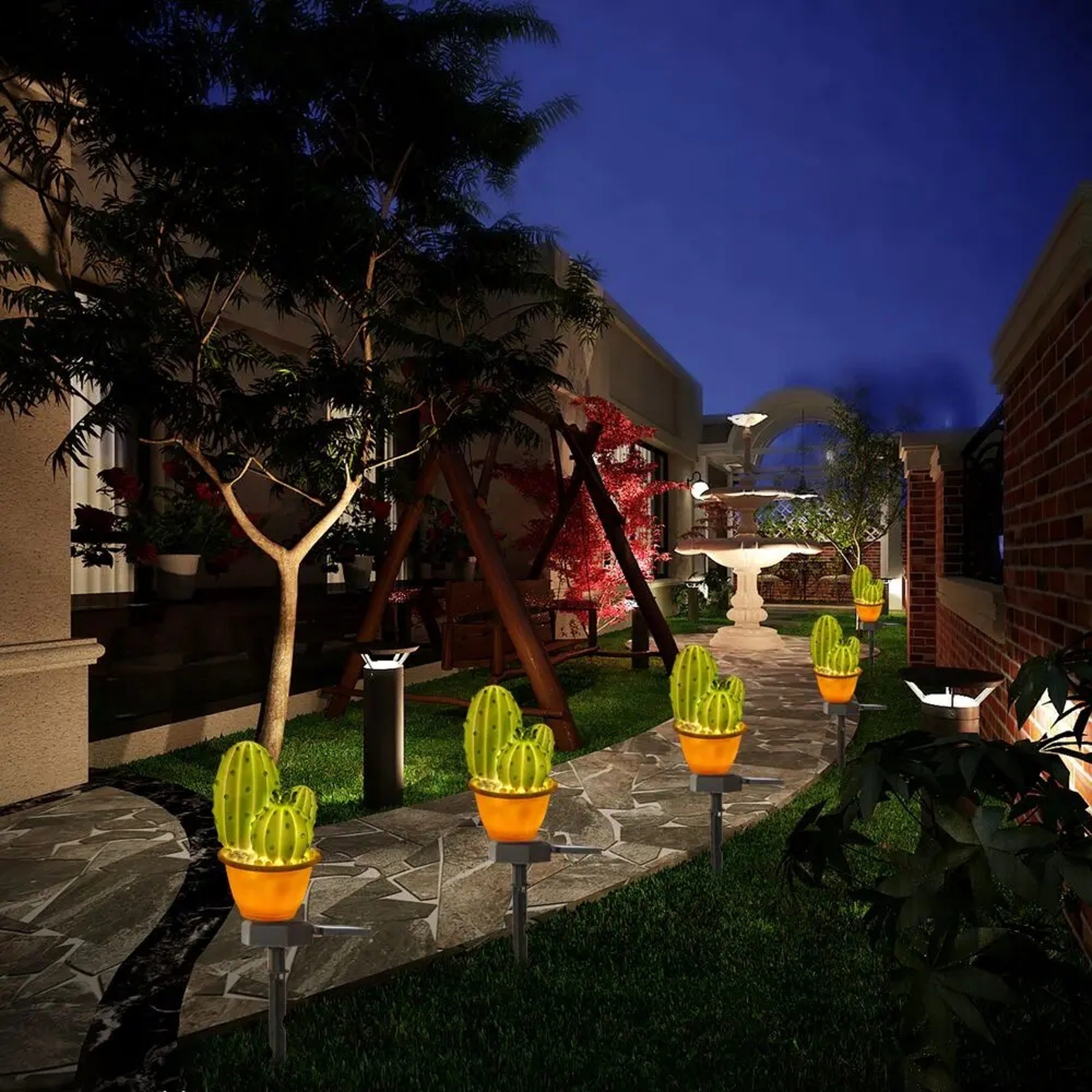 LED Solar Garden Light Simulation Pineapple Cactus, Outdoor Landscape Lamp for Yard, Lawn, Walkway, Patio Decor – view 3