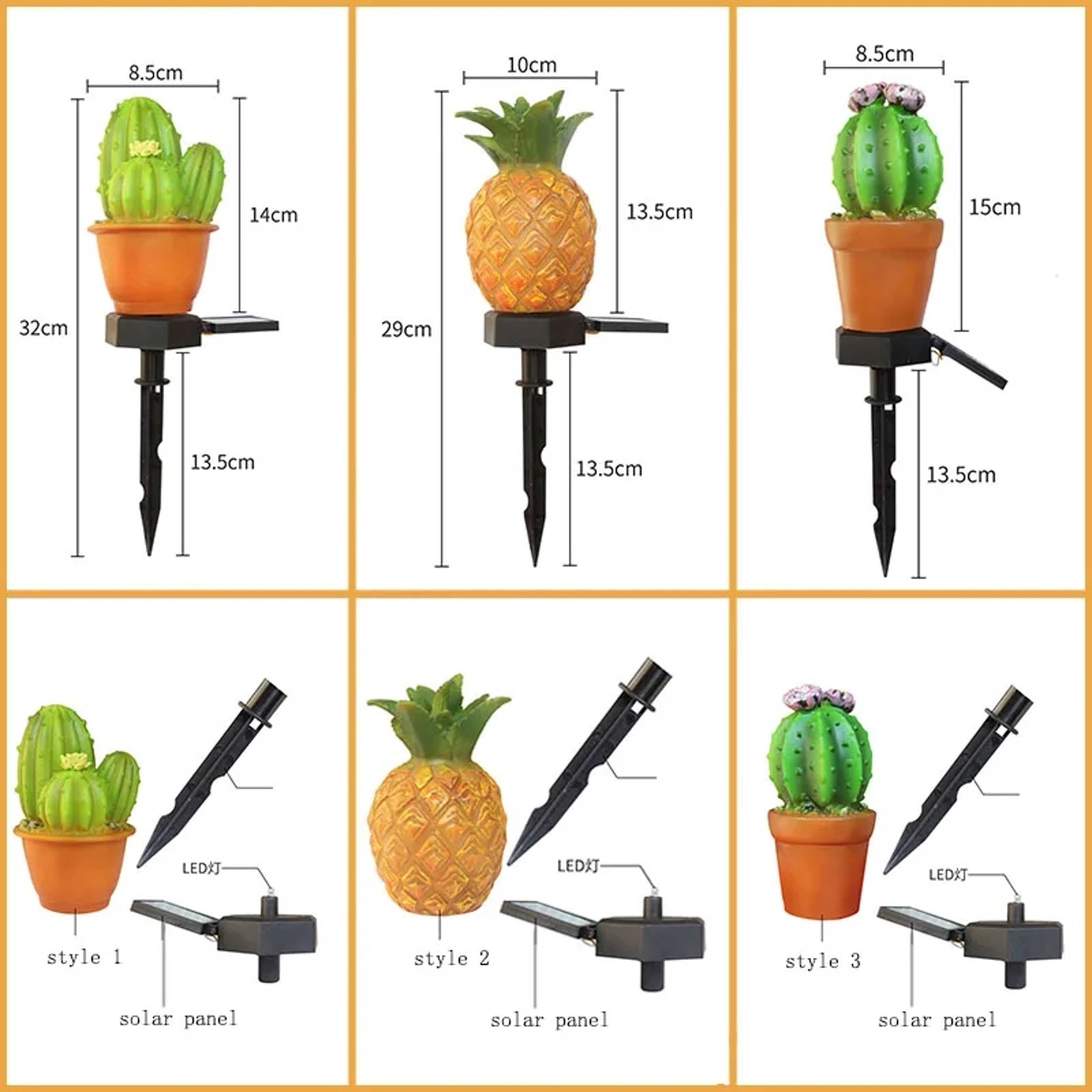 LED Solar Garden Light Simulation Pineapple Cactus, Outdoor Landscape Lamp for Yard, Lawn, Walkway, Patio Decor – view 5