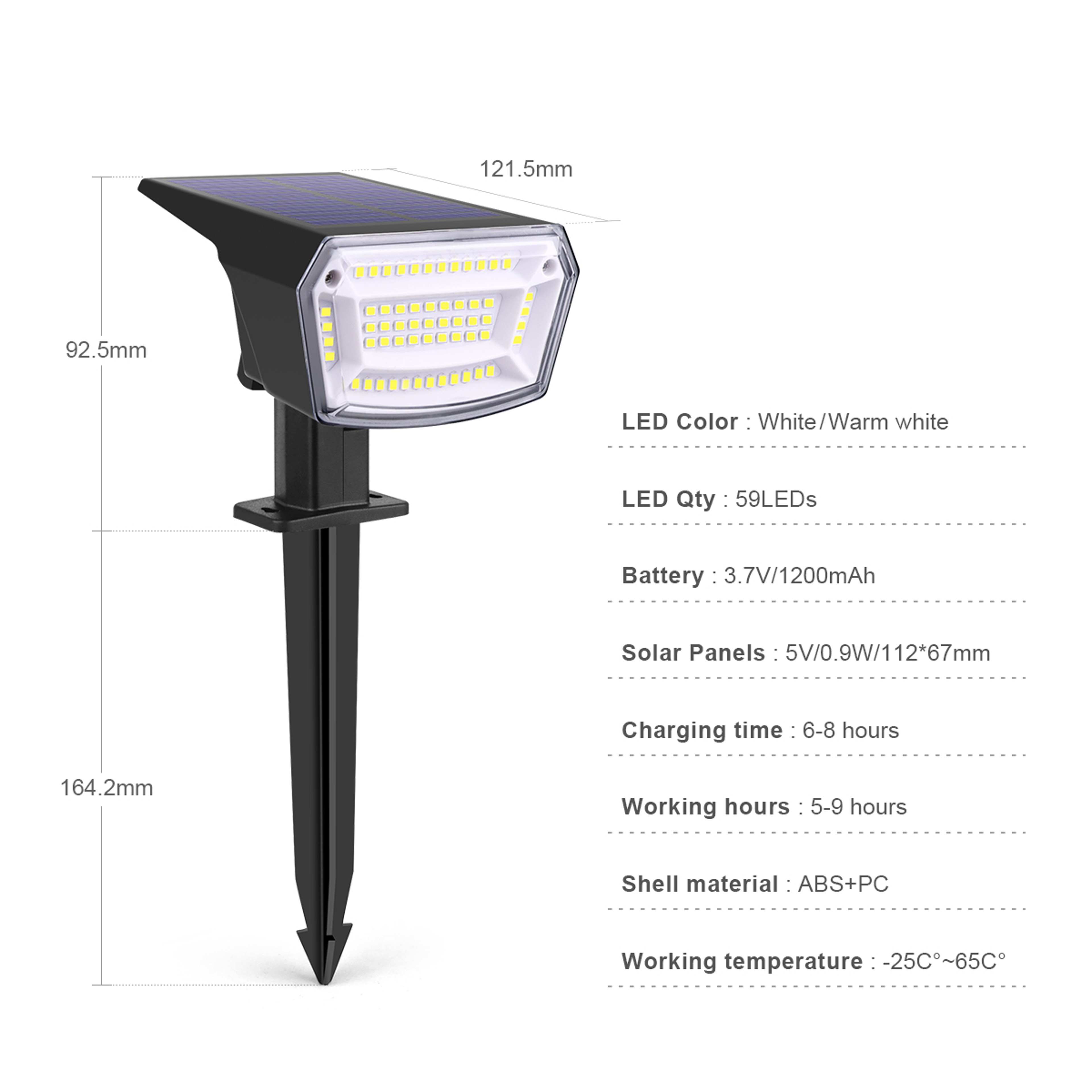Waterproof Garden Landscape Lawn Solar Spotlight, 3 Modes Dimmable Outdoor Lights for Patio, Driveway, Walkway, Yard – view 2