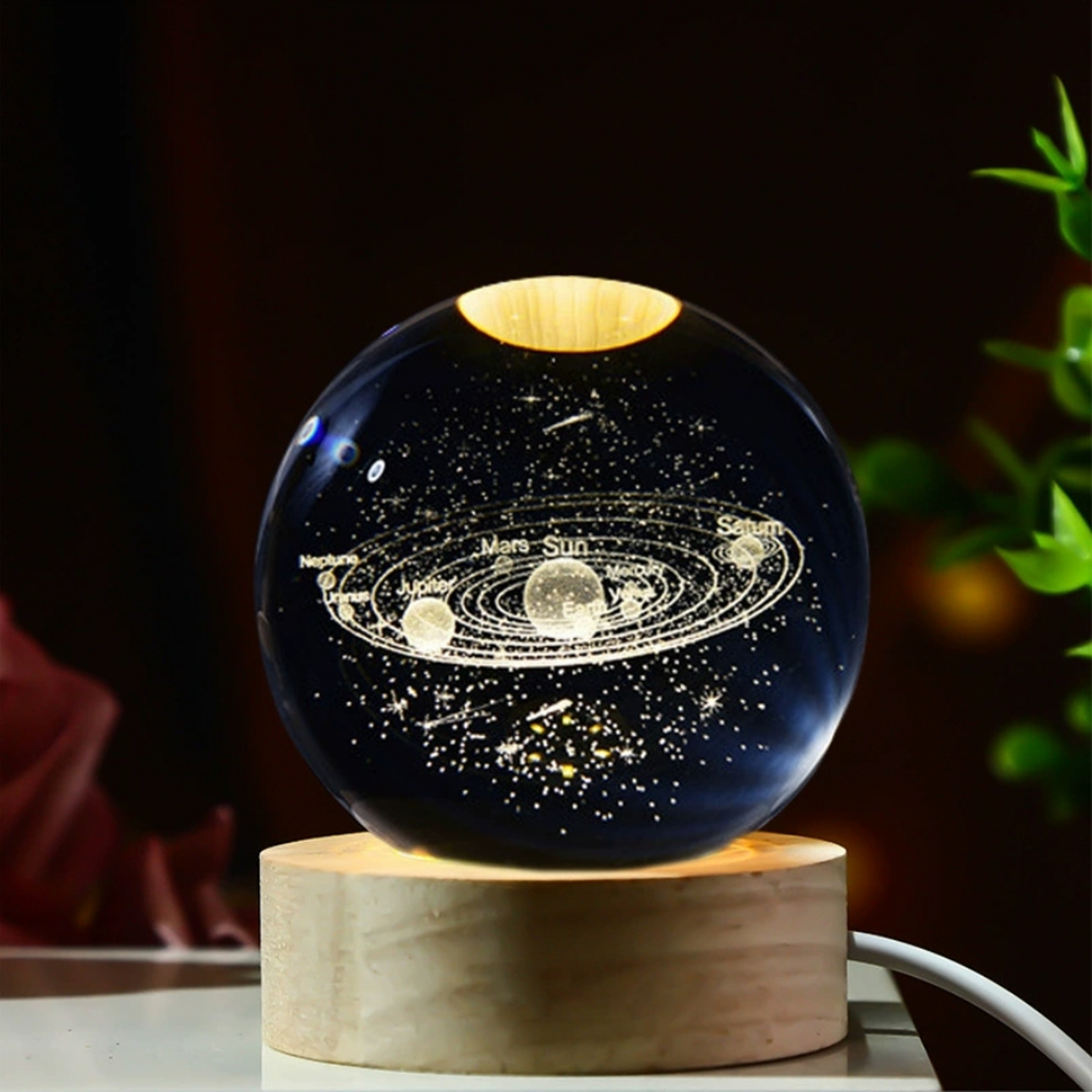 3D Planet Moon Glowing Table Lamp LED Night Light Galaxy Crystal Ball Bedroom Bedside Lamp Home Dec 9