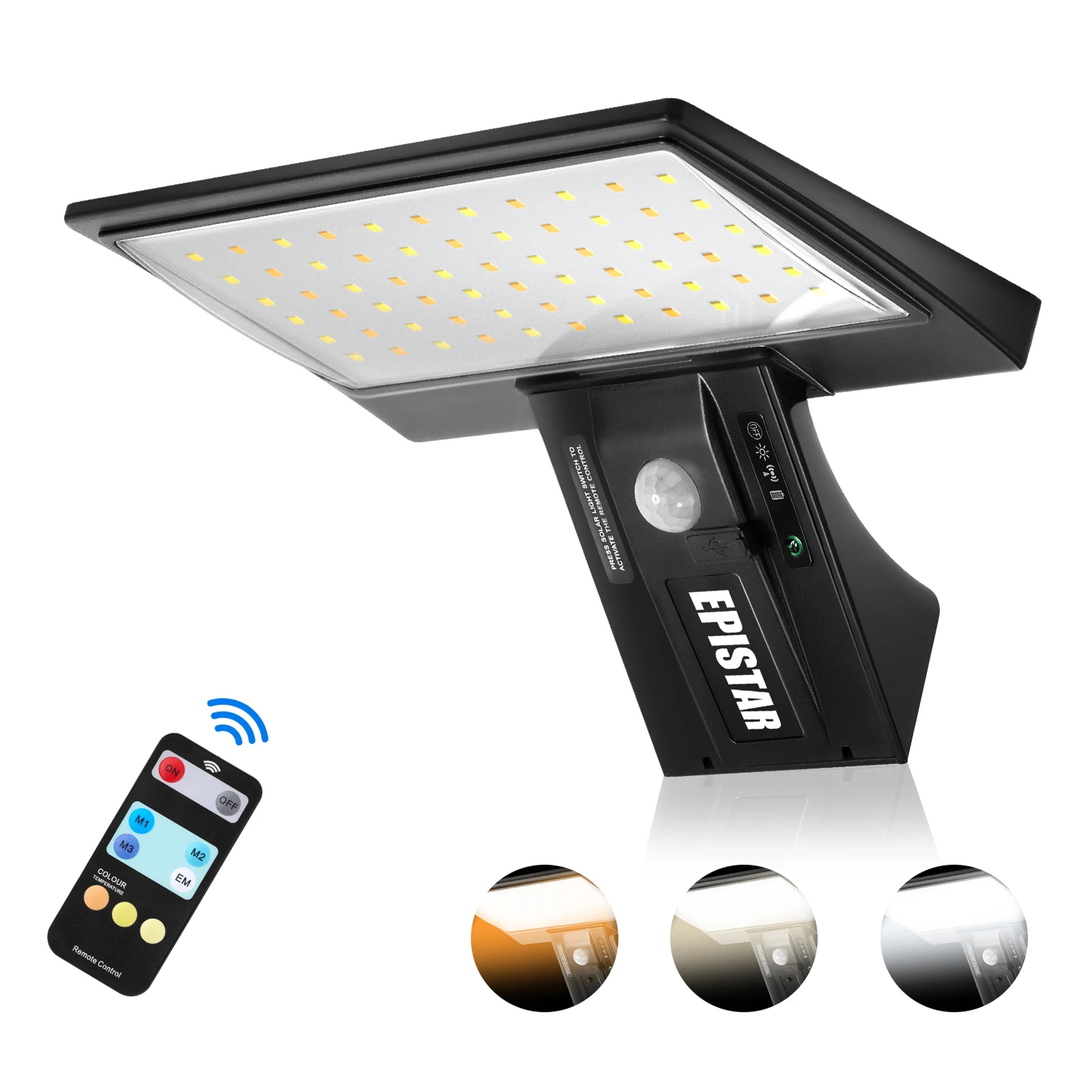 LED Solar Motion Sensor Outdoor Lights Waterproof Security Flood Light 3 Colors 4 Modes For Yard Pa 8