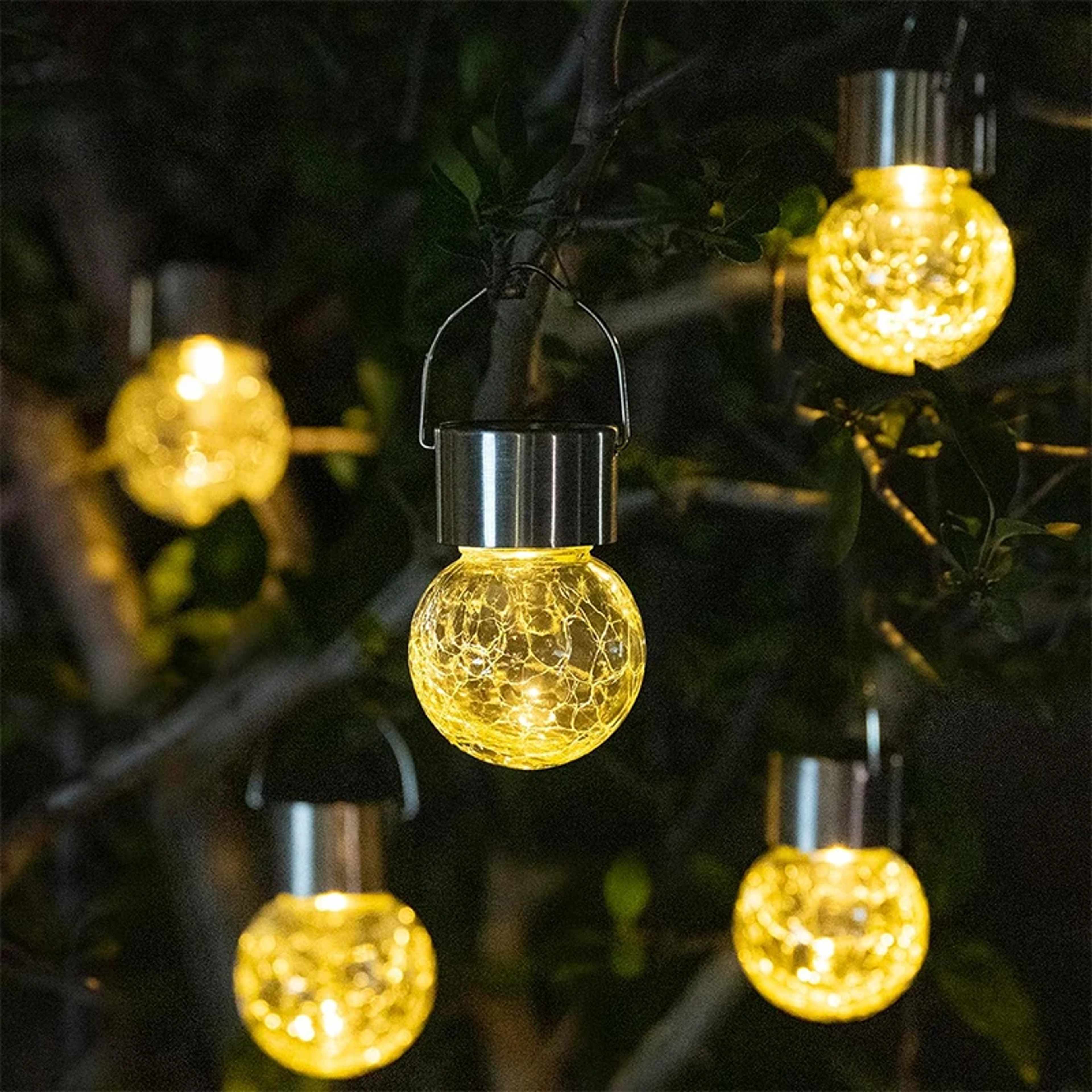 Waterproof Solar Hanging Lights for Outdoors Cracked Glass Lanterns, Garden Yard Fence Tree Patio Christmas Decoration – view 8