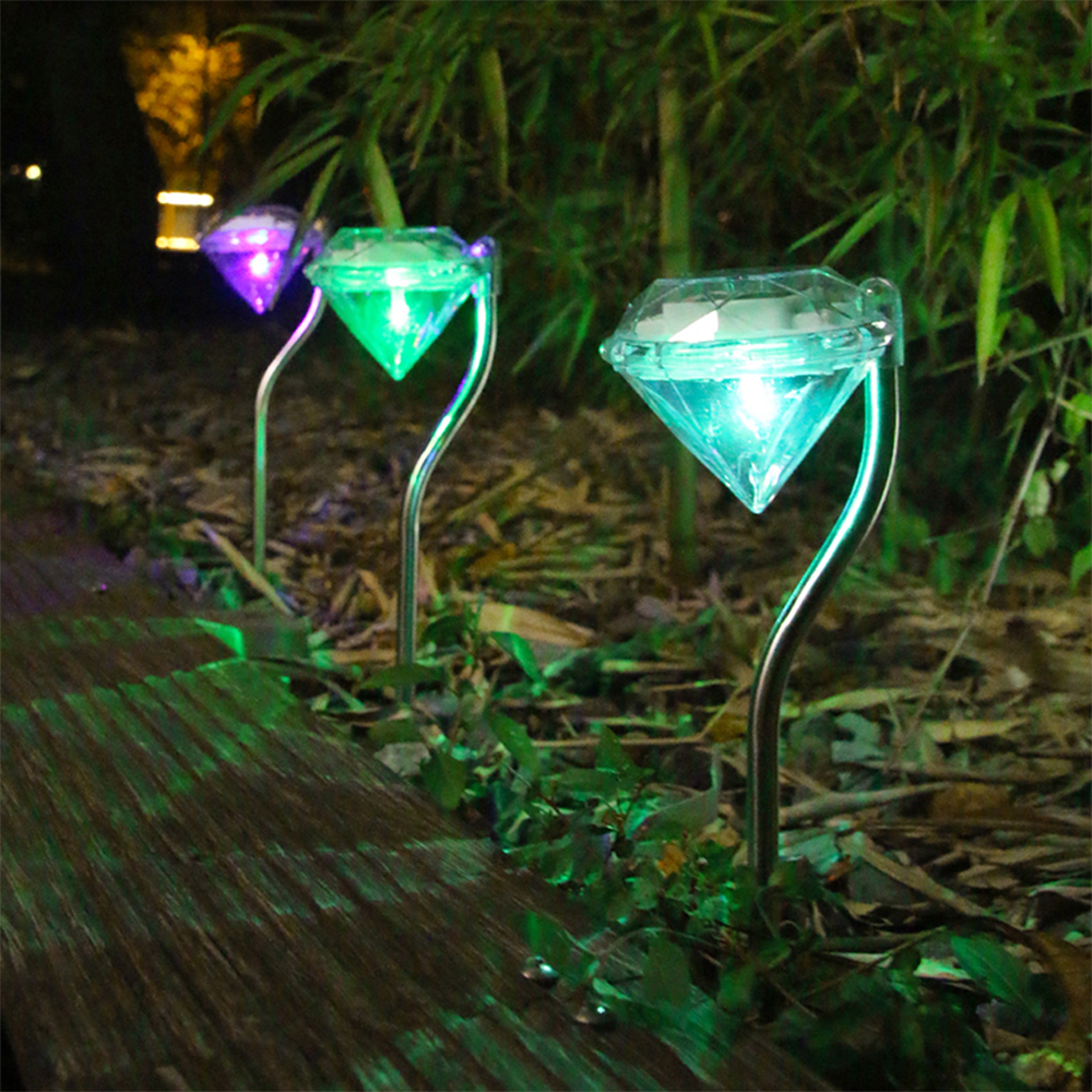 Diamond Solar Lights, Solar 4pcs Led Diamond Light for Walkway, Lawn, Patio, Yard, Driveway Path Landscape – view 9