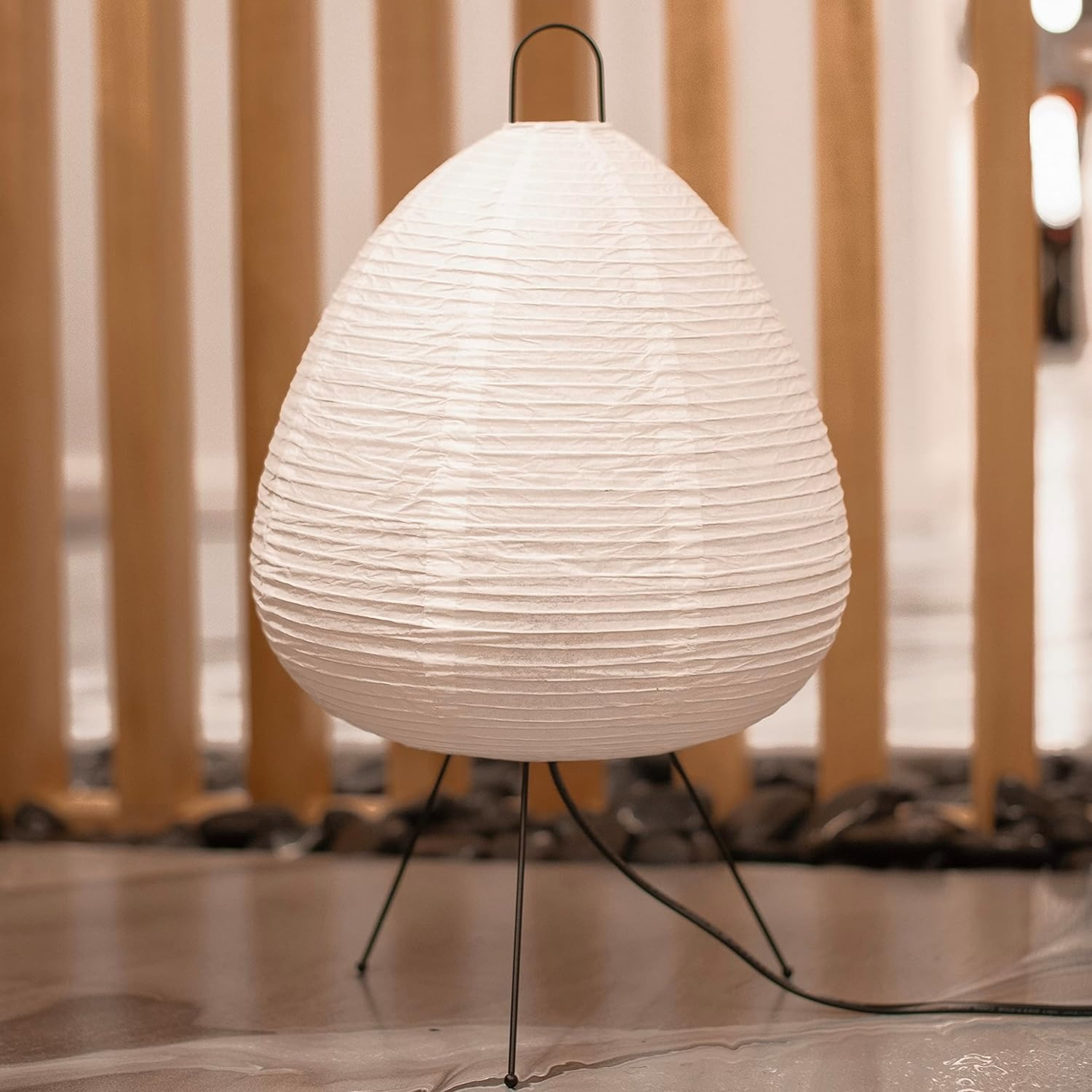 Japanese Style Rice Paper Table Lamp  Akari Noguchi Dimmable Japanese Paper Lantern Lamp WabiSabi H