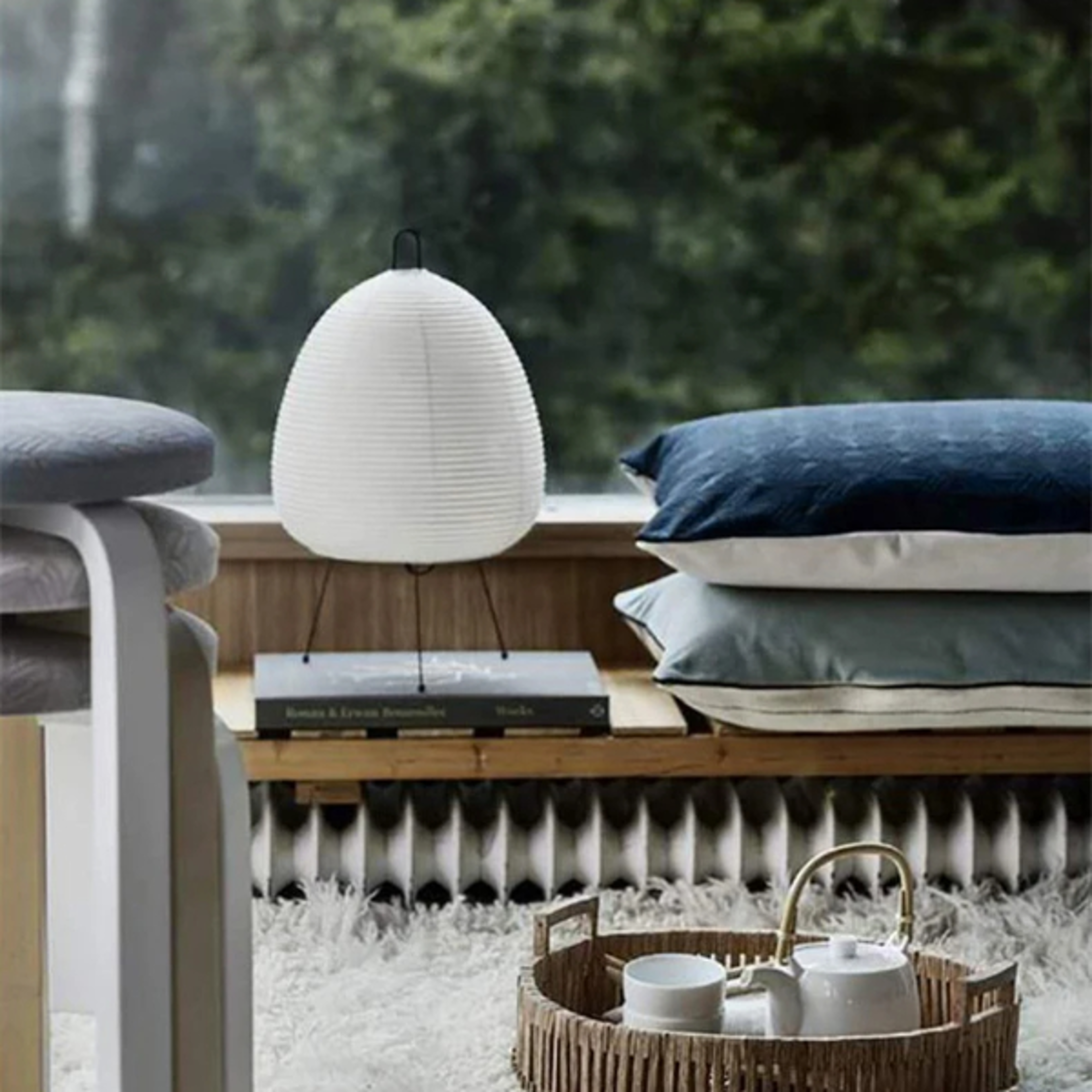 Japanese Style Rice Paper Table Lamp  Akari Noguchi Dimmable Japanese Paper Lantern Lamp WabiSabi H