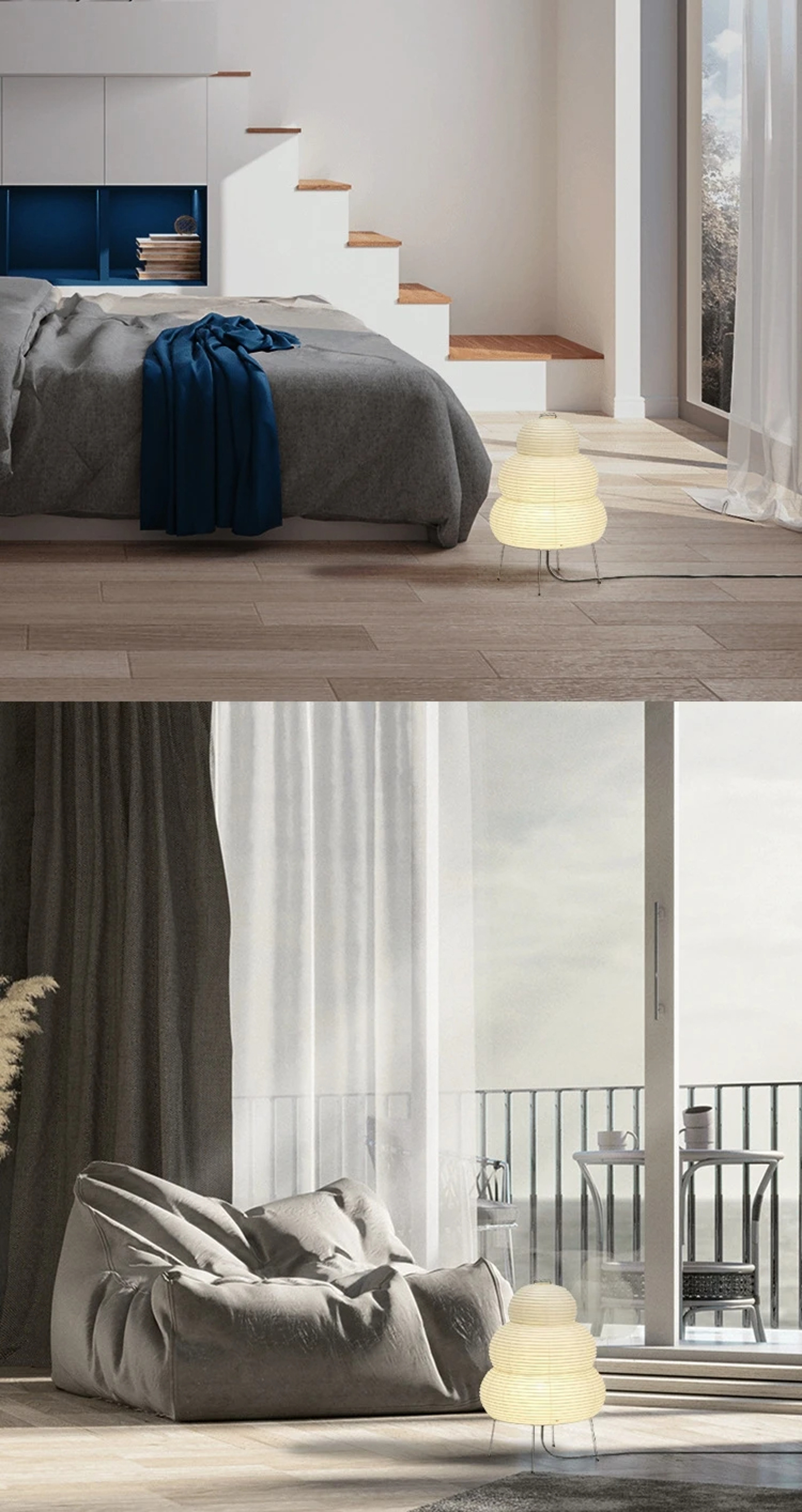 Japanese Paper Lamp, Noguchi Style Lamp, Akari Lamp – Rice Paper Floor Lamp for Home Decor, Wabi-Sabi Lighting Lamp – view 9