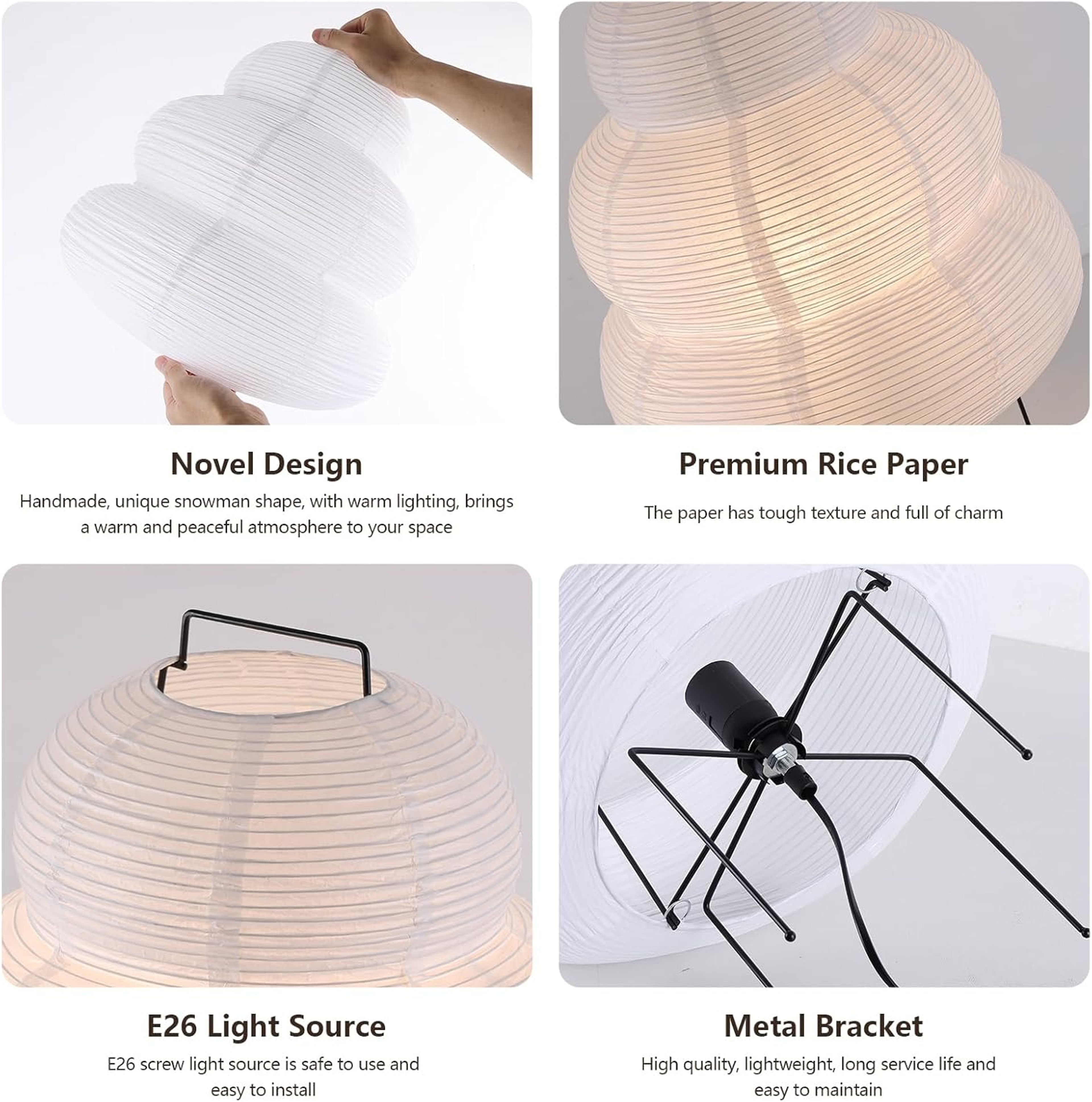Japanese Paper Lamp, Noguchi Style Lamp, Akari Lamp – Rice Paper Floor Lamp for Home Decor, Wabi-Sabi Lighting Lamp – view 12