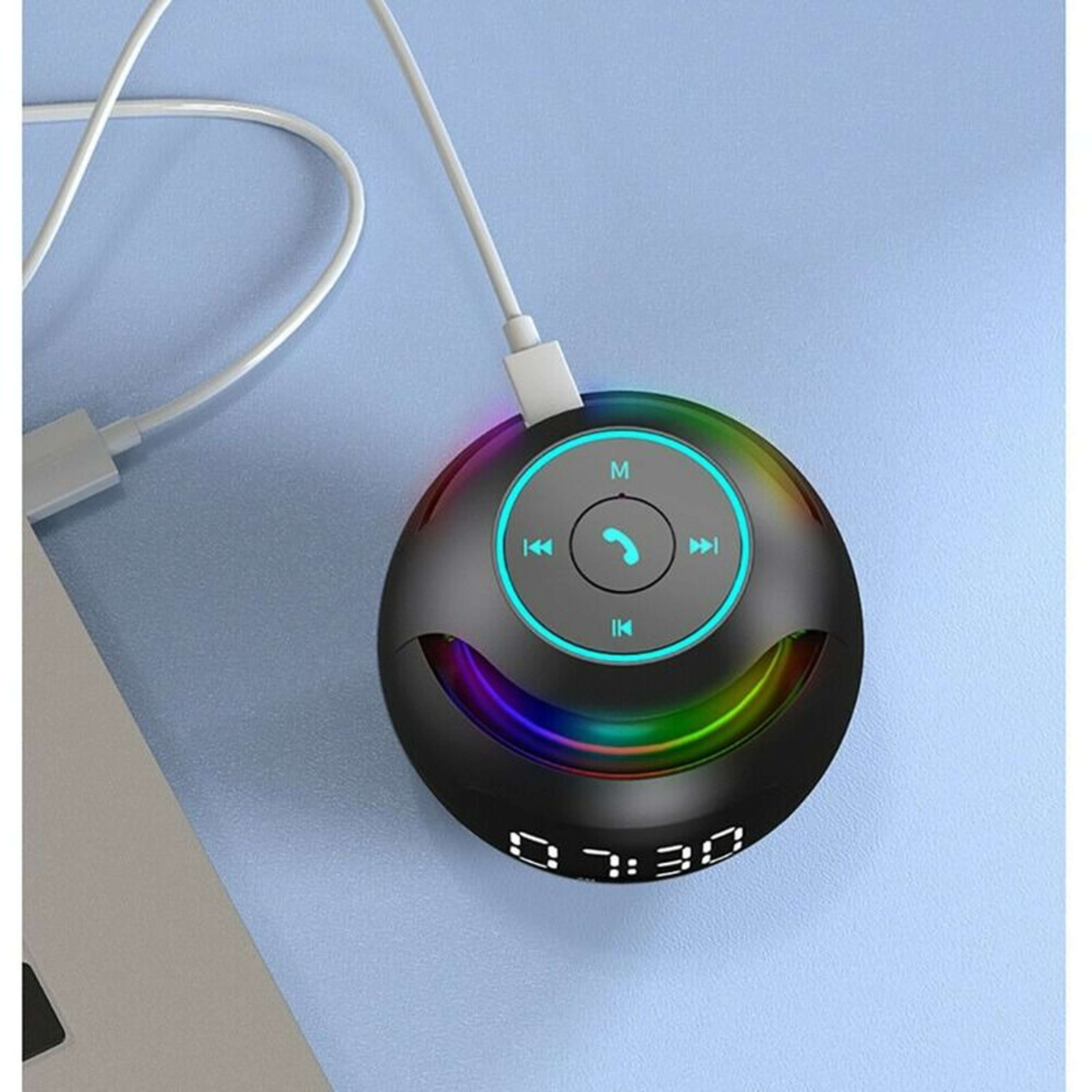LED Smart Spherical Digital Alarm Clock With Portable Bluetooth Speaker 6