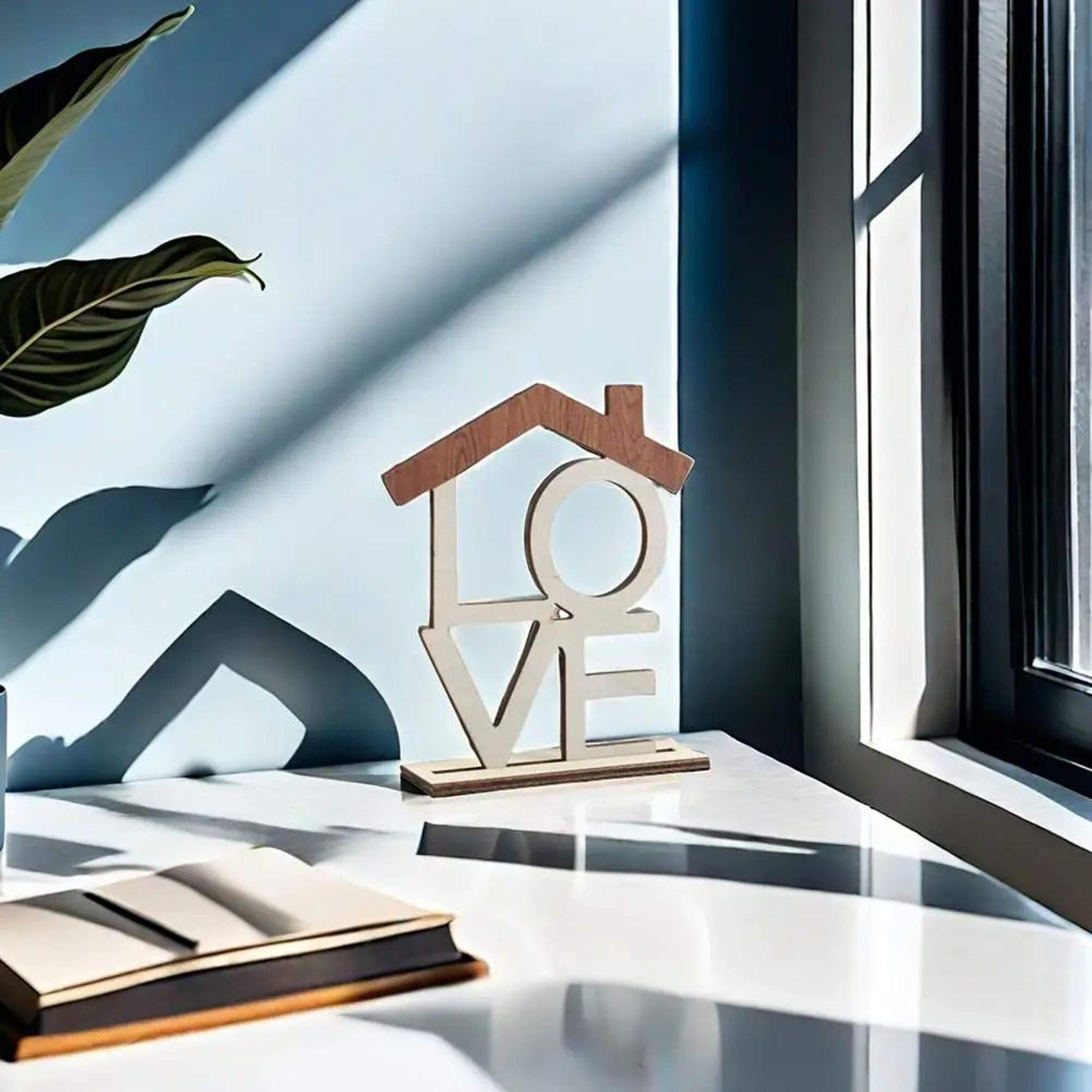 Love Home Desktop Decor With Wooden Base Elegant Ornament For Living Room Table Centerpiece 3