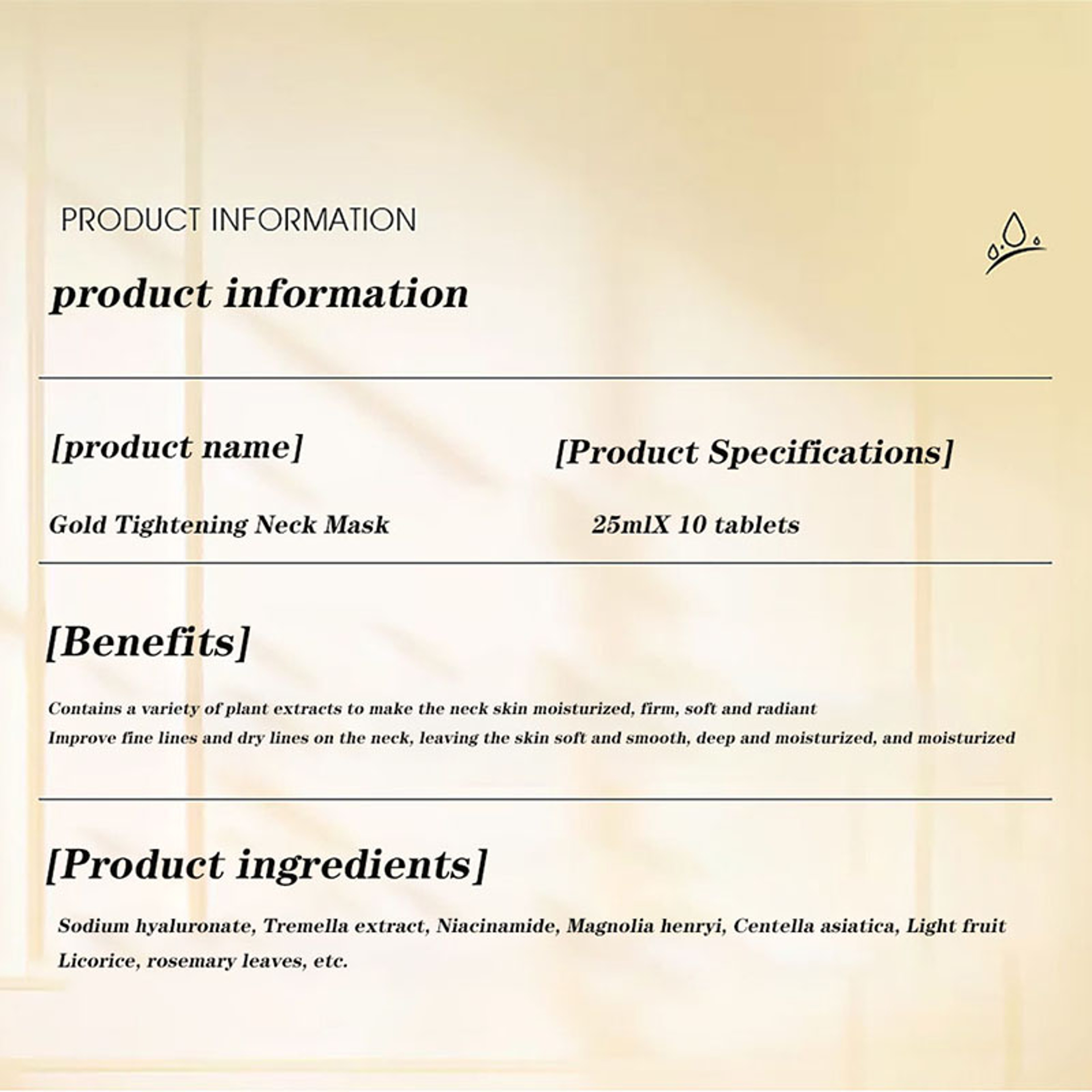 Gold Firming Neck Mask, Moisturizing, Nourishing, Brightening & Hydrating Neck Skincare Masks for Beauty & Skin Care – view 4
