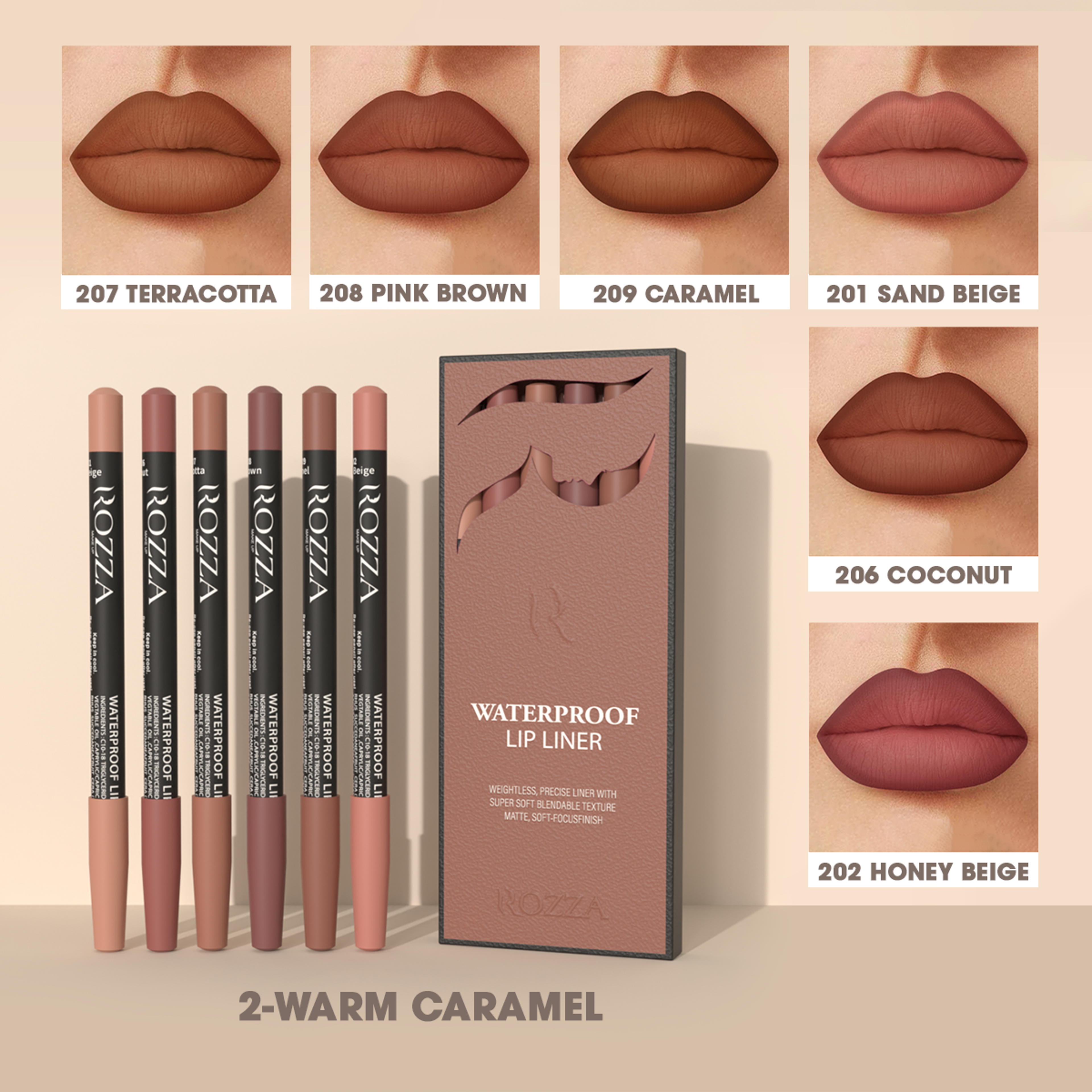 Waterproof Lip Liner Pencil Set, Super Soft Blendable Texture, Weightless Precise Liner, Matte Soft Finish – view 1