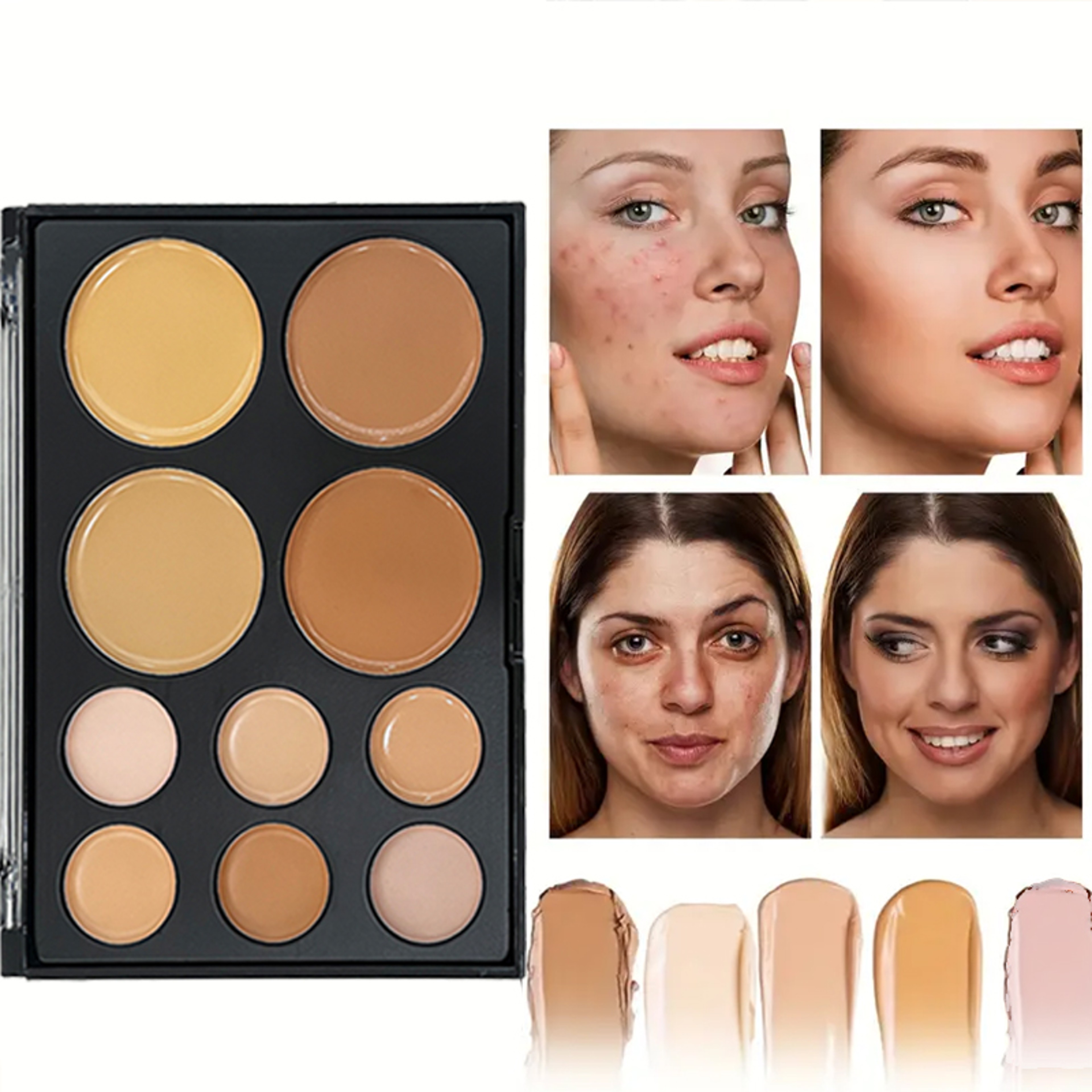 10 Colors Concealer Palette, Eye Repairing Base Palette, Matte Dark Circles Tattoo, Contour Covering Concealer Cream – view 3
