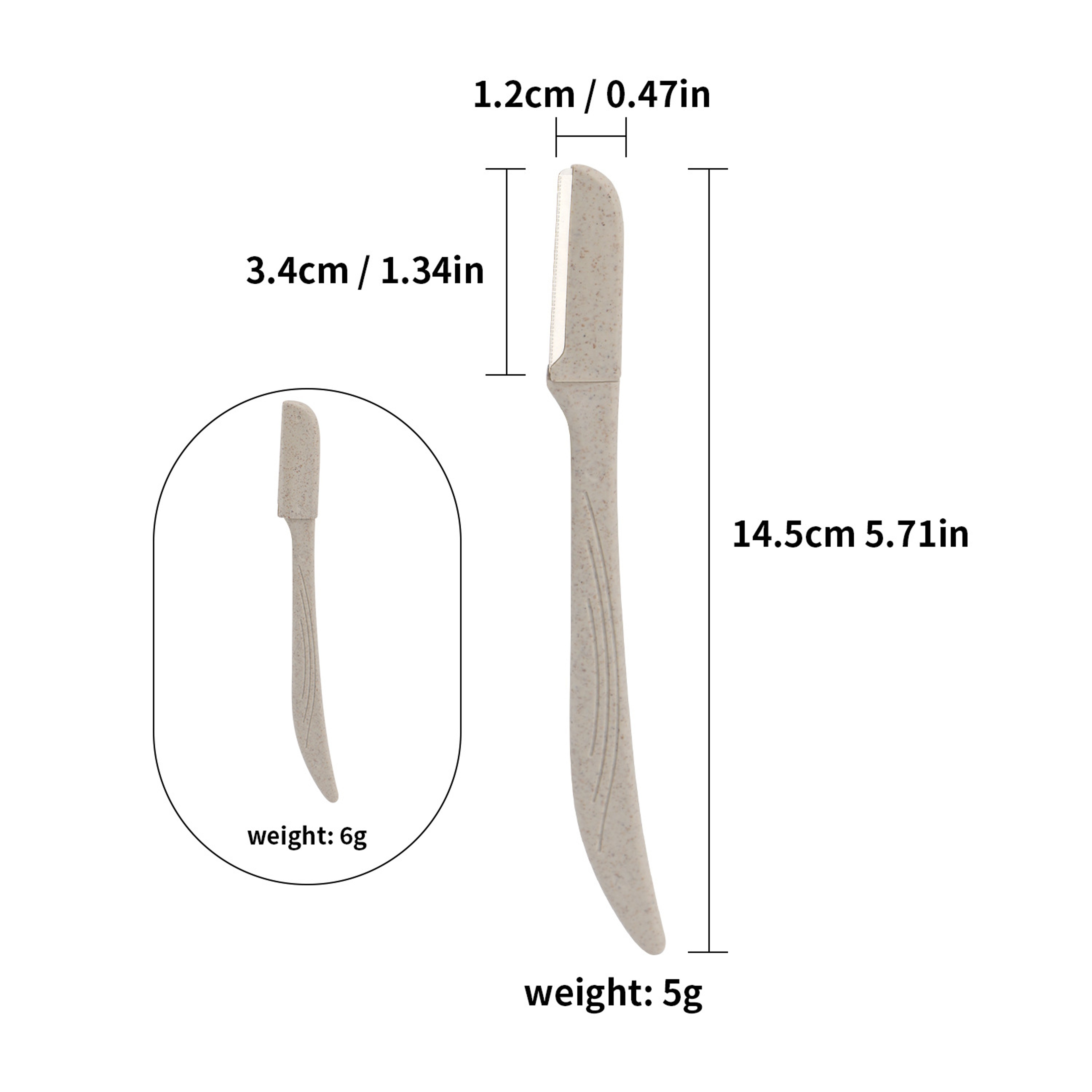 Eco-Friendly Wheat Straw Eyebrow Trimmer, Stainless Steel Eyebrow Razor, Environmentally Biodegradable Eye Brow Shaving – view 2