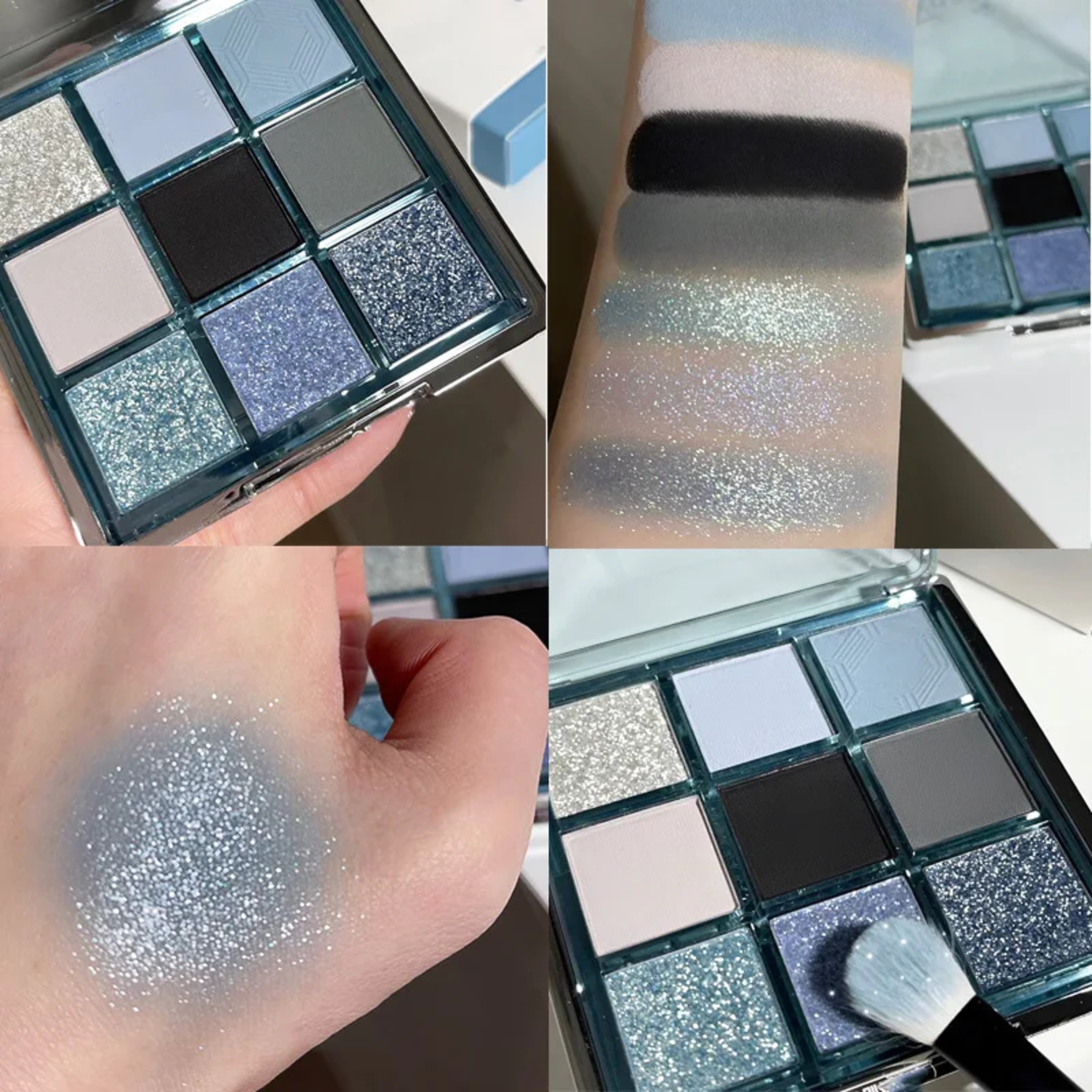 Dark Punk Smoked Eyeshadow Palette Blue Black Pearl Matte Makeup Palette Brightening Shimmer Eye Shadow for Smokey Glam – view 10