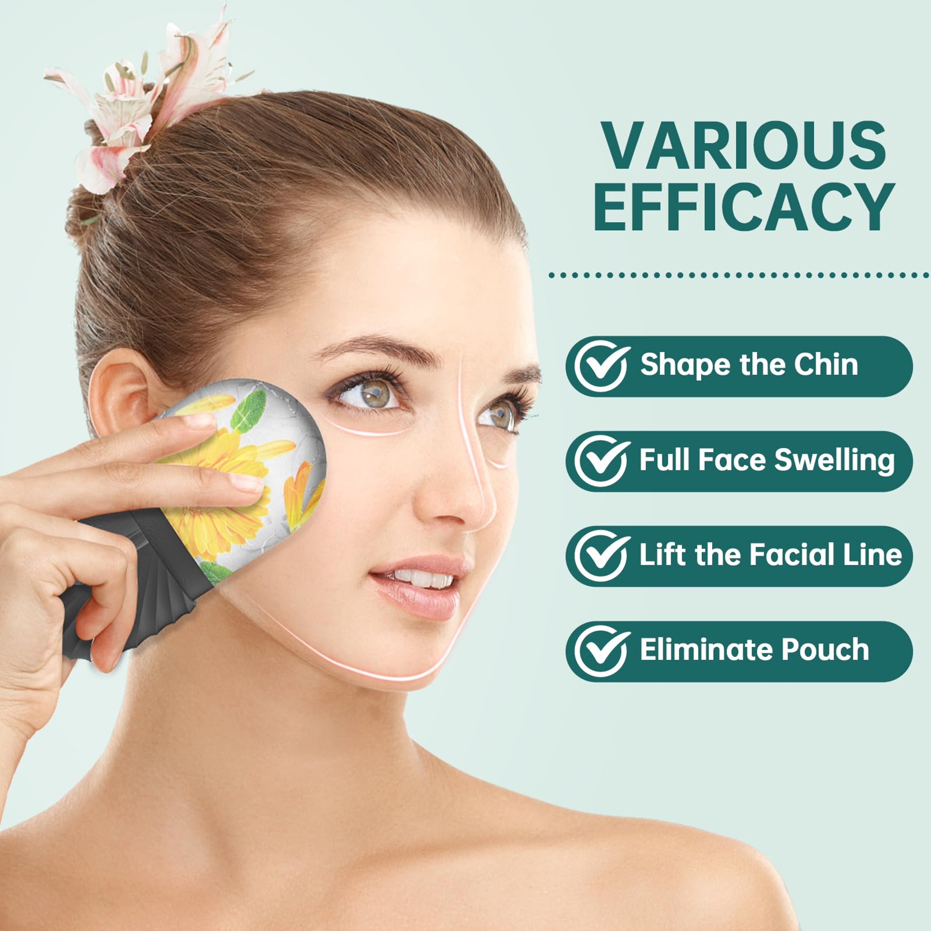 Facial Roller GuaSha Face Tool Set Ice Face Roller Facial Skincare Ice Roller Kit For Cooling Massa