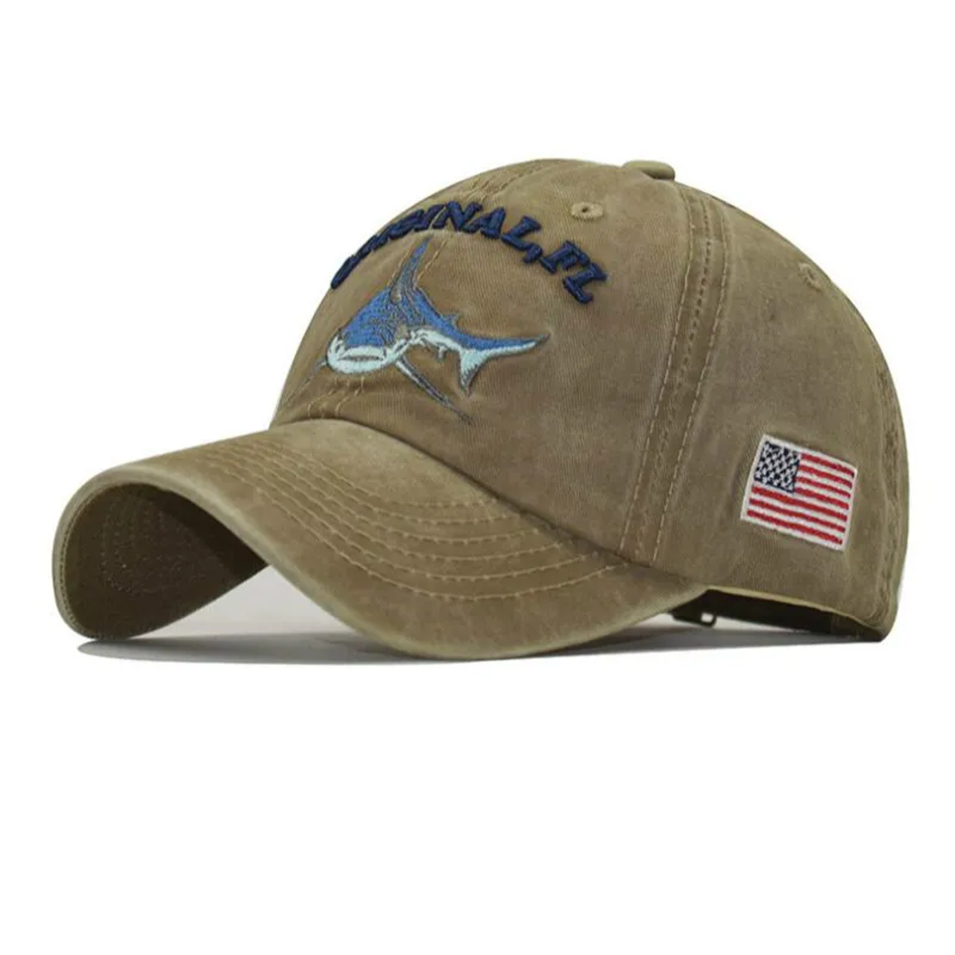 Vintage Embroidery Washed Cotton Shark Dad Hat for Men, Hip Hop Curved Fishing Cap, Summer Fish Snapback Women Baseball – view 8