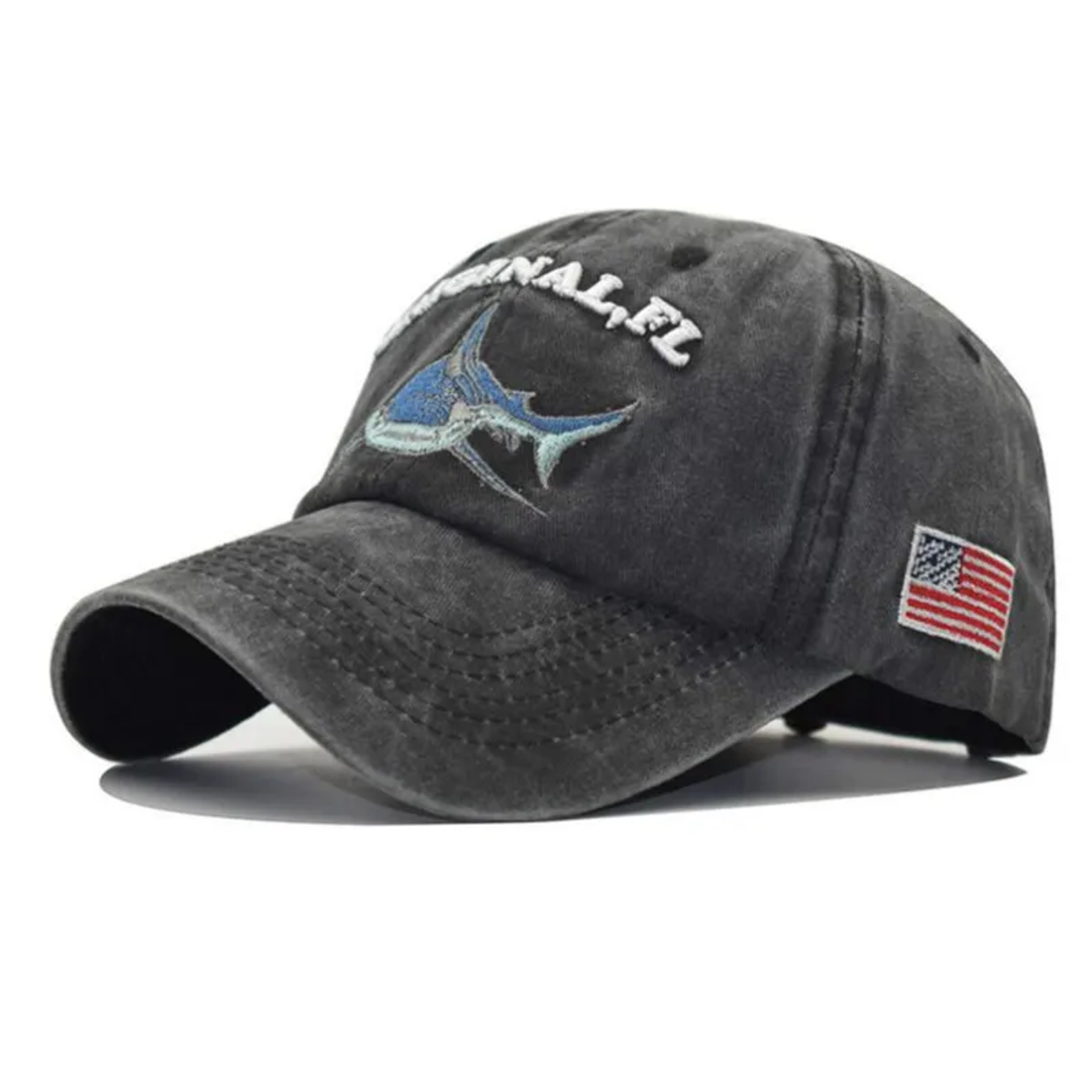 Vintage Embroidery Washed Cotton Shark Dad Hat for Men, Hip Hop Curved Fishing Cap, Summer Fish Snapback Women Baseball – view 11