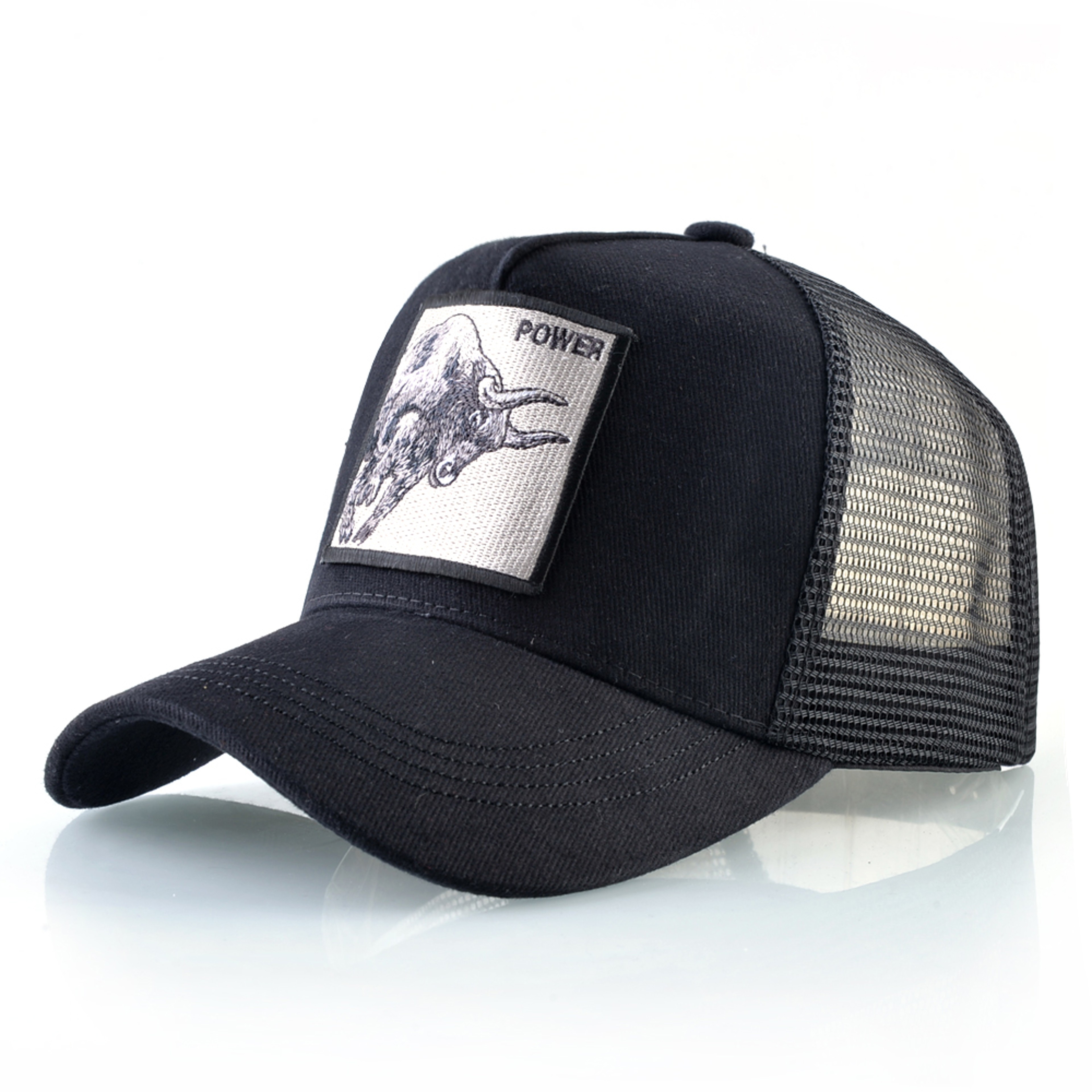 K Baseball Caps Men Snapback Hip Hop Trucker Cap Bull Patch Embroidery Four Seasons Breathable Mesh