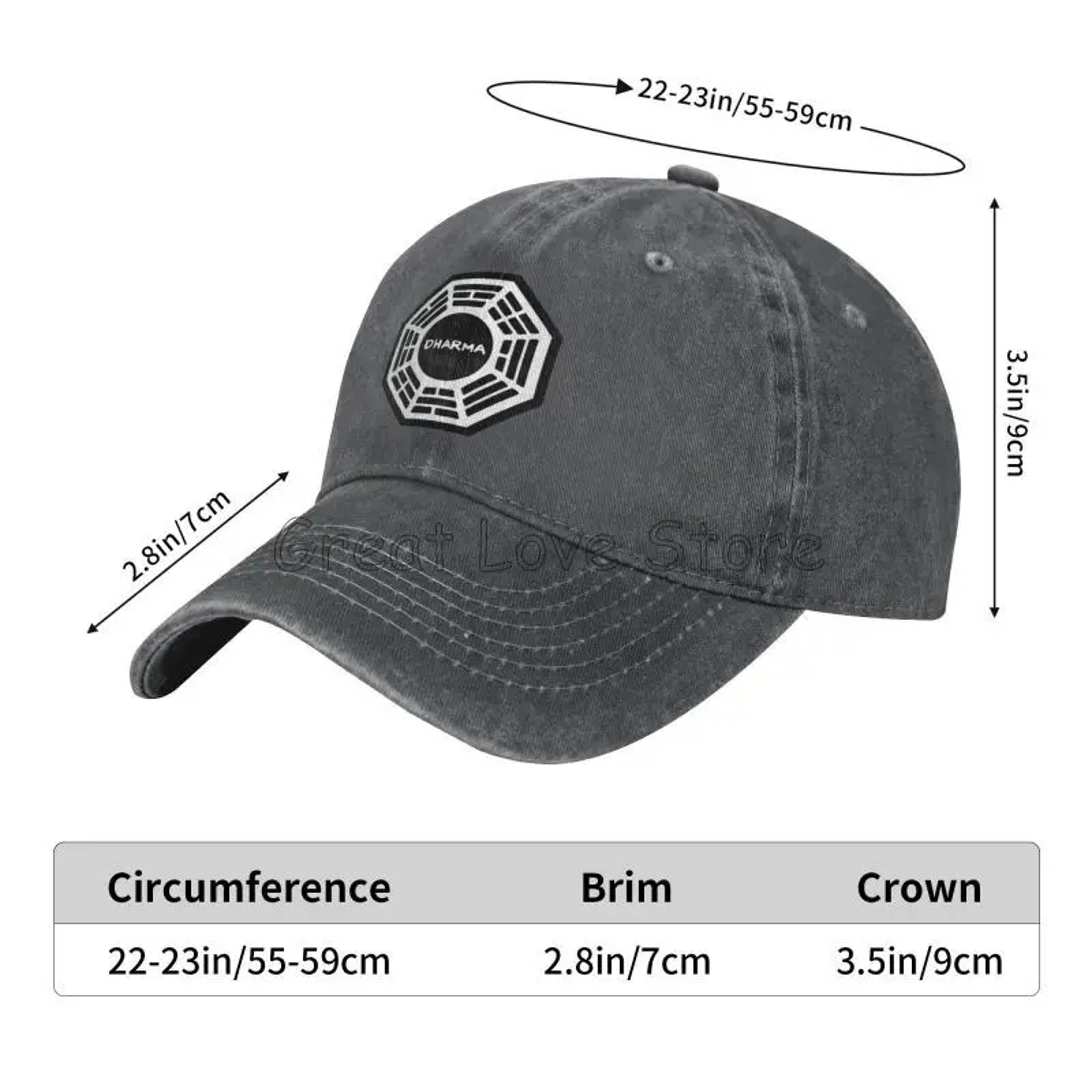 Dharma Initiative Logo Cowboy Hat, Vintage Adjustable Washed Cotton Golf Hat, Summer Sun Visor Baseball Caps for Men – view 6