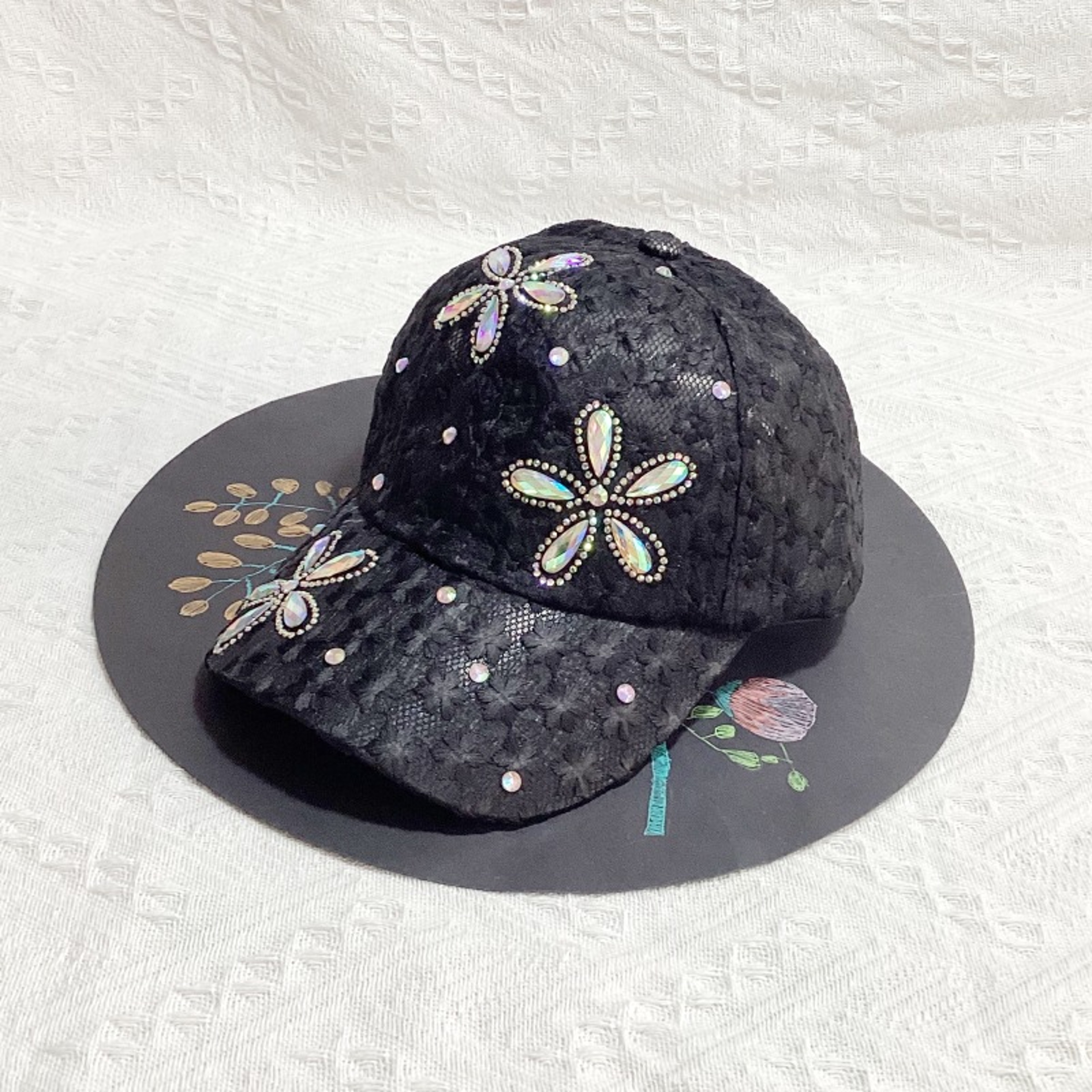 Versatile For Summer New Washed Hat Women New Baseball Cap With Diamond Inlaid Denim Duckbill Hat S 7