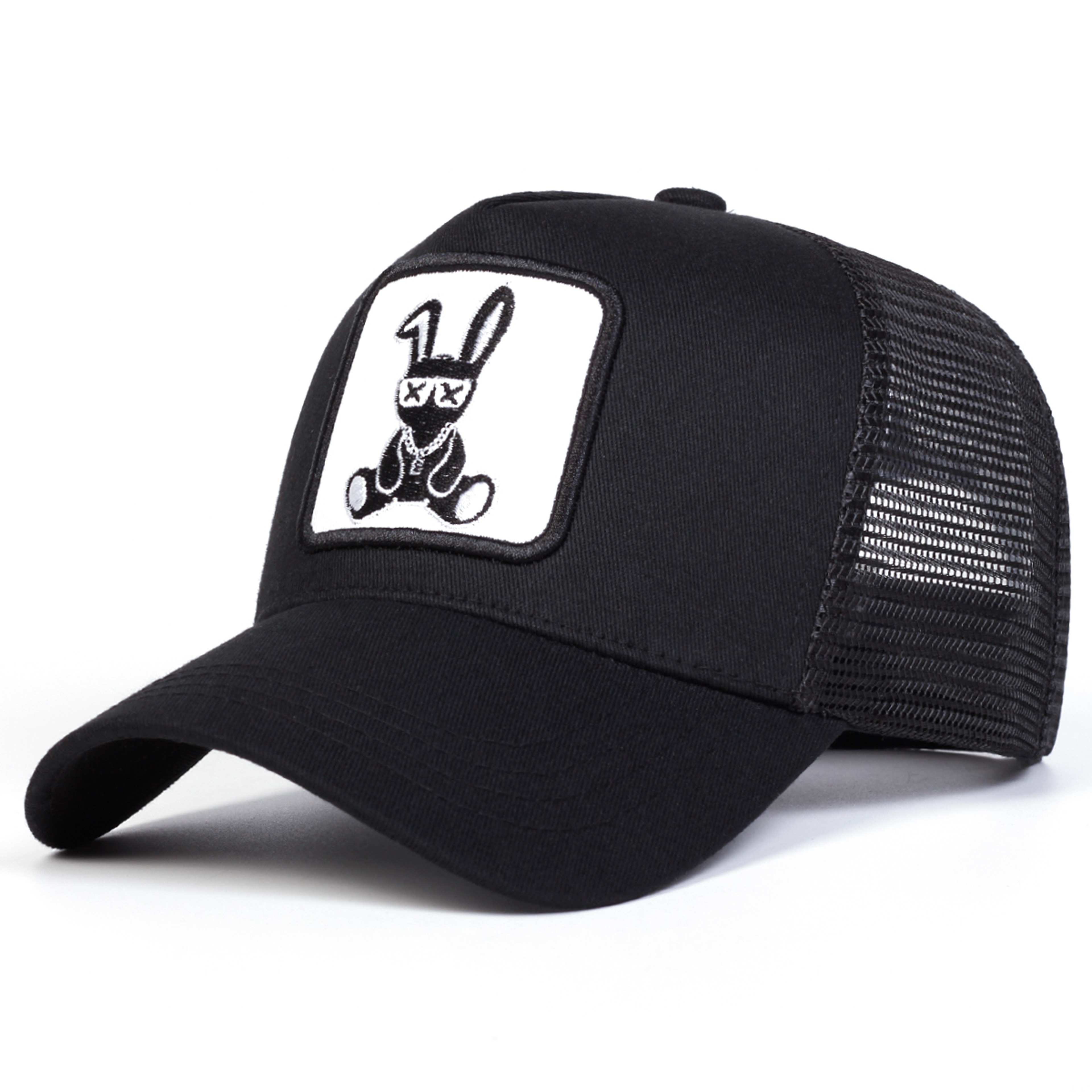 Spring Summer Outdoor Sunscreen Hat, Unisex Cartoon Rabbit Embroidery Baseball Net Caps, Adjustable Casual Trucker Hats – view 2