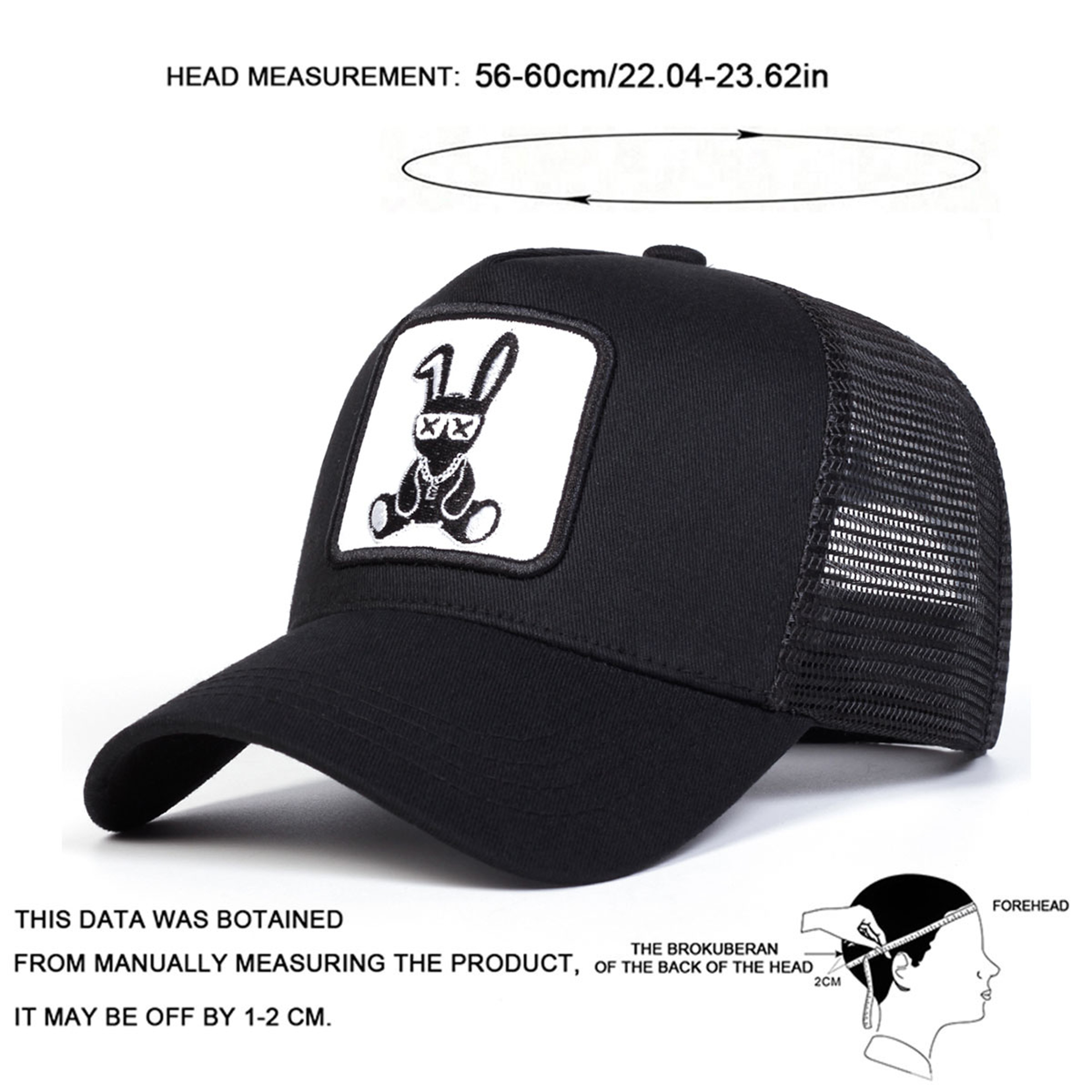 Spring Summer Outdoor Sunscreen Hat, Unisex Cartoon Rabbit Embroidery Baseball Net Caps, Adjustable Casual Trucker Hats – view 6