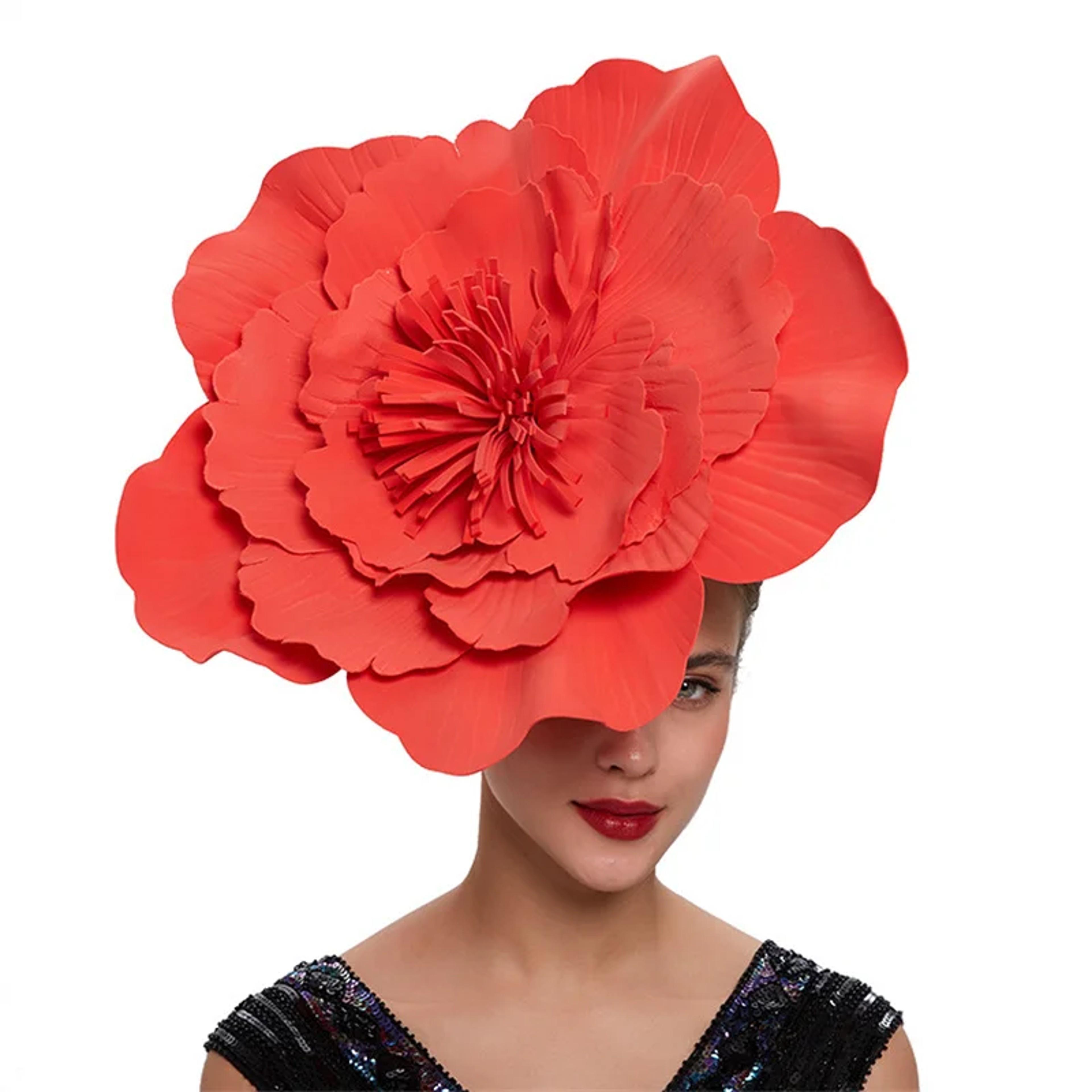 Elegant Women Large Flower Hair Band Bow Fascinator Hat Bridal Headdress Prom Party Photo Shoot Pho 0