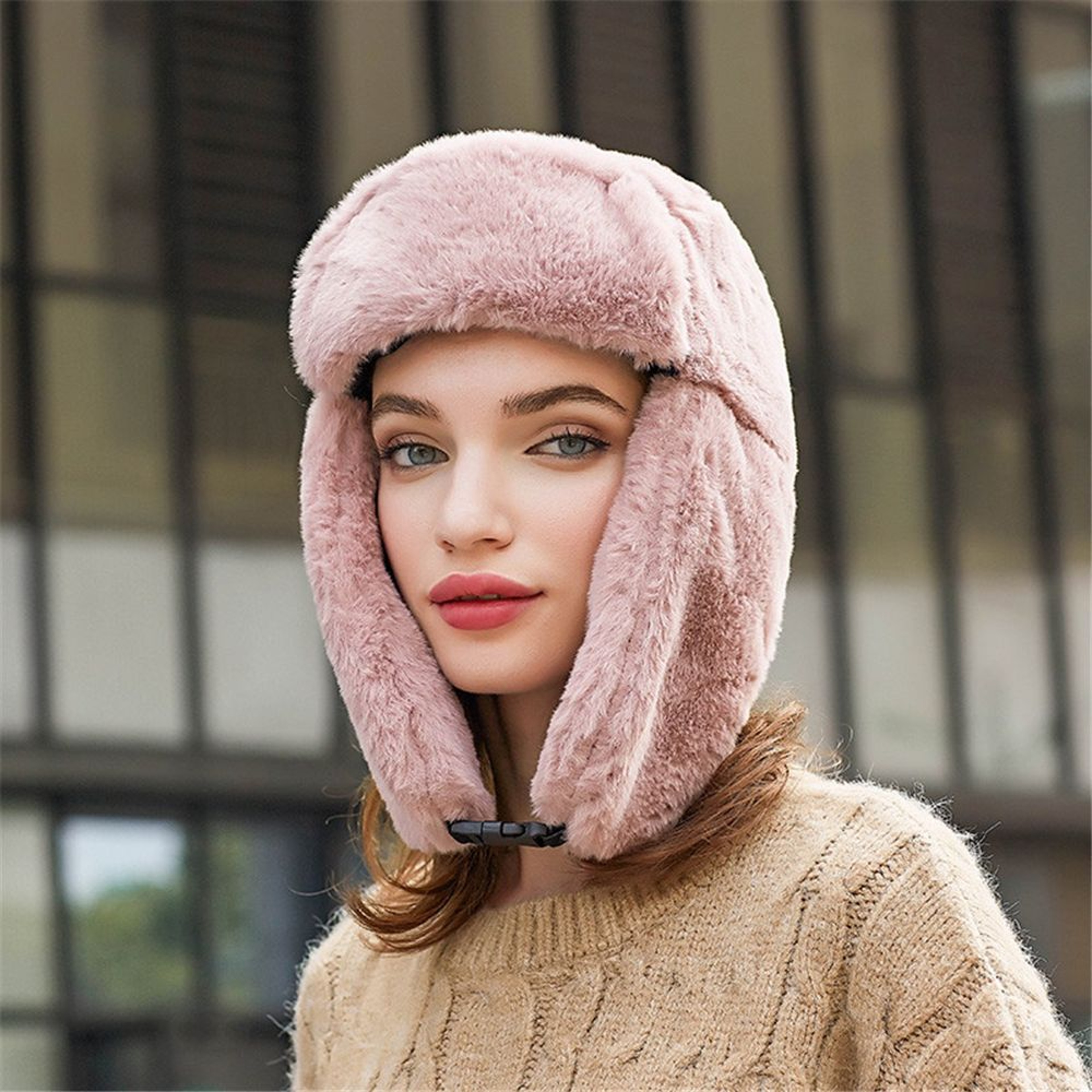 Warm Winter Hat for Men Women, Thick Plush Russian Ushanka, Trapper Snow Cap with Earflap Bonnet – view 4