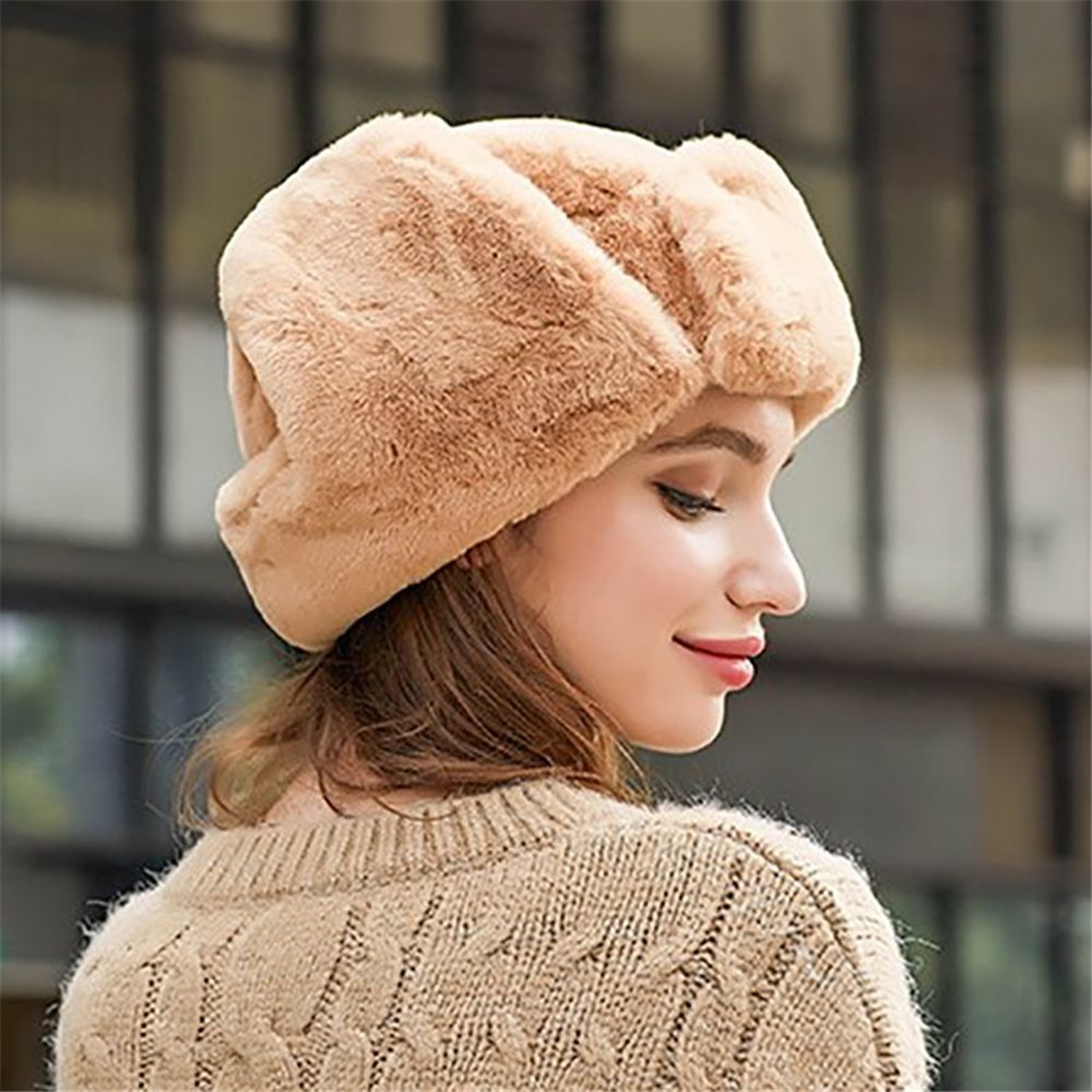 Warm Winter Hat for Men Women, Thick Plush Russian Ushanka, Trapper Snow Cap with Earflap Bonnet – view 5