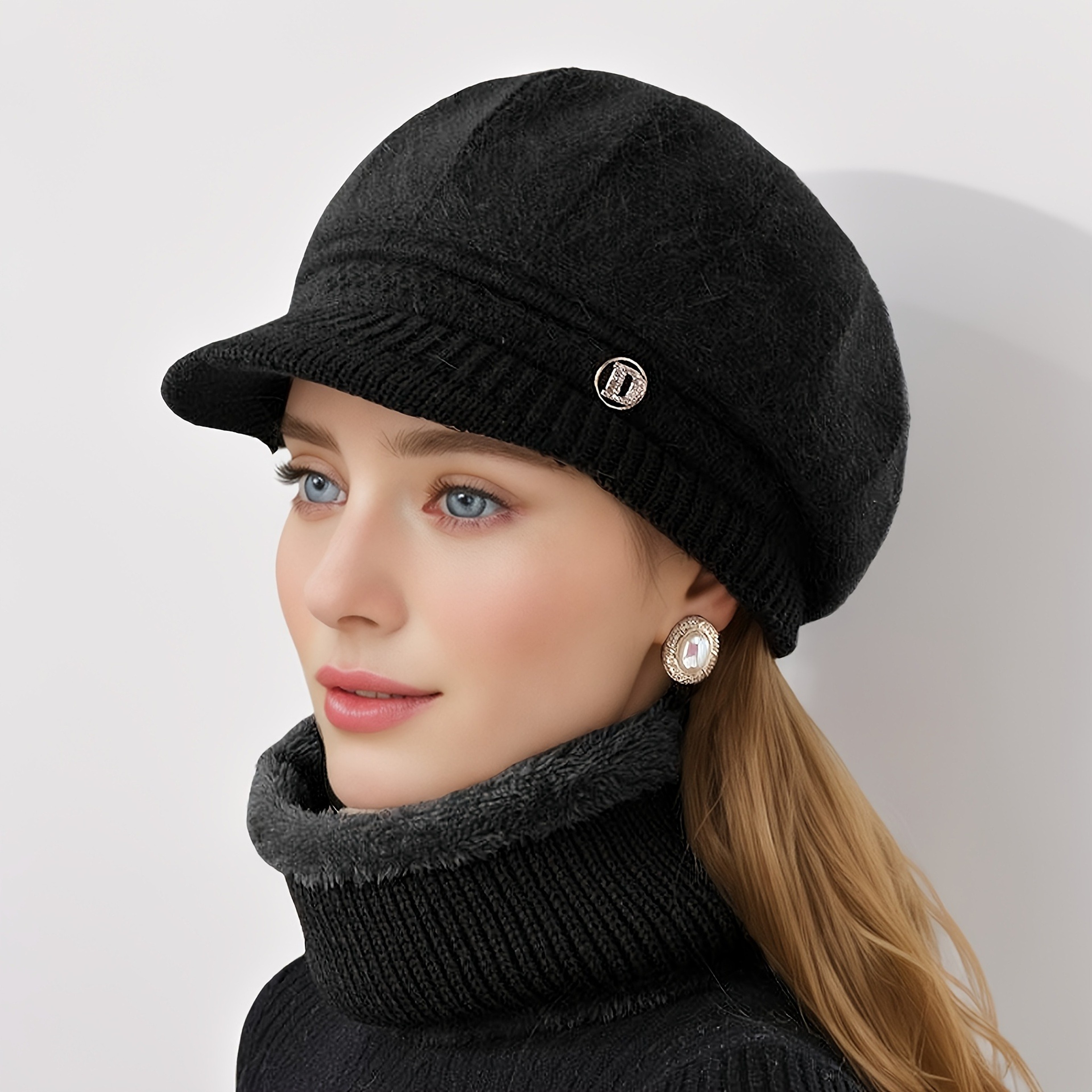 Winter Warm 2pcs Women Hat And Neck Scarf Set Comfortable Cold Hat For Mothers Middle Aged And Elde 5