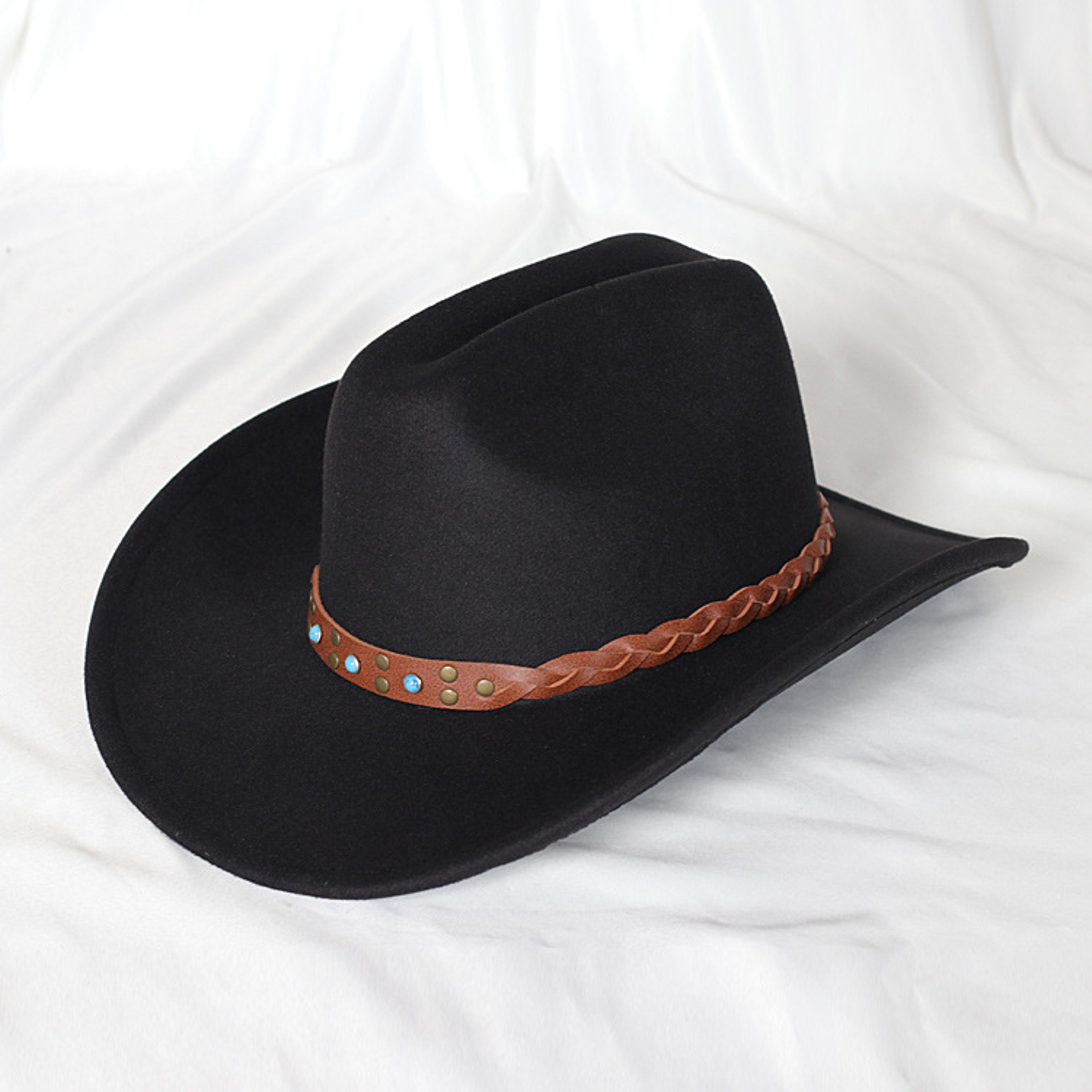 Cowgirl Western Cowboy Hat Vintage Leather Wide Brim Jazz Cap For Men Gentleman Lady Sombrero Style 6