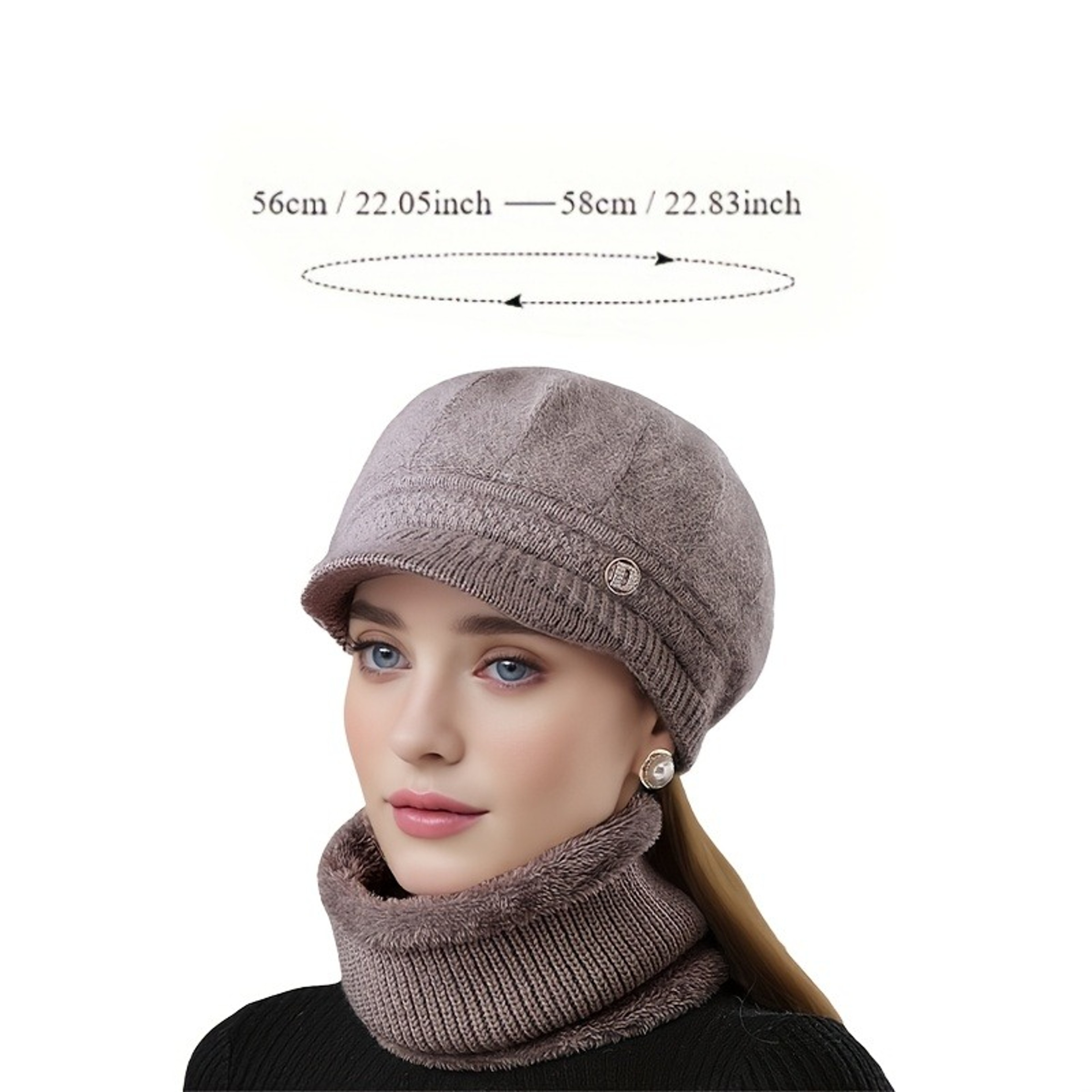 Womens Winter Hat and Scarf Set 2pcs, Warm Neck Scarf for Mothers, Middle Aged and Elderly, Versatile Outdoor Exercise – view 4