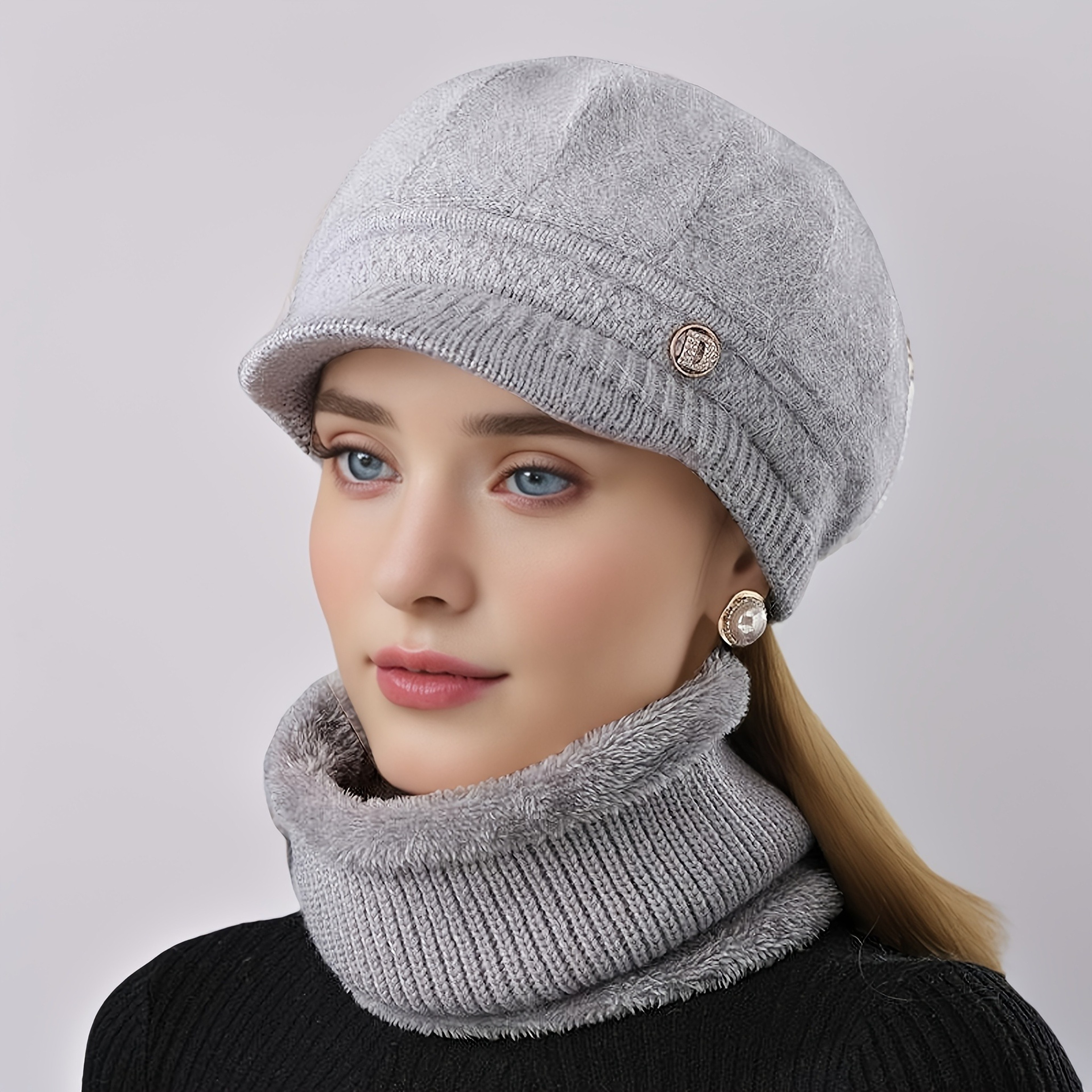 Womens Winter Hat and Scarf Set 2pcs, Warm Neck Scarf for Mothers, Middle Aged and Elderly, Versatile Outdoor Exercise – view 10