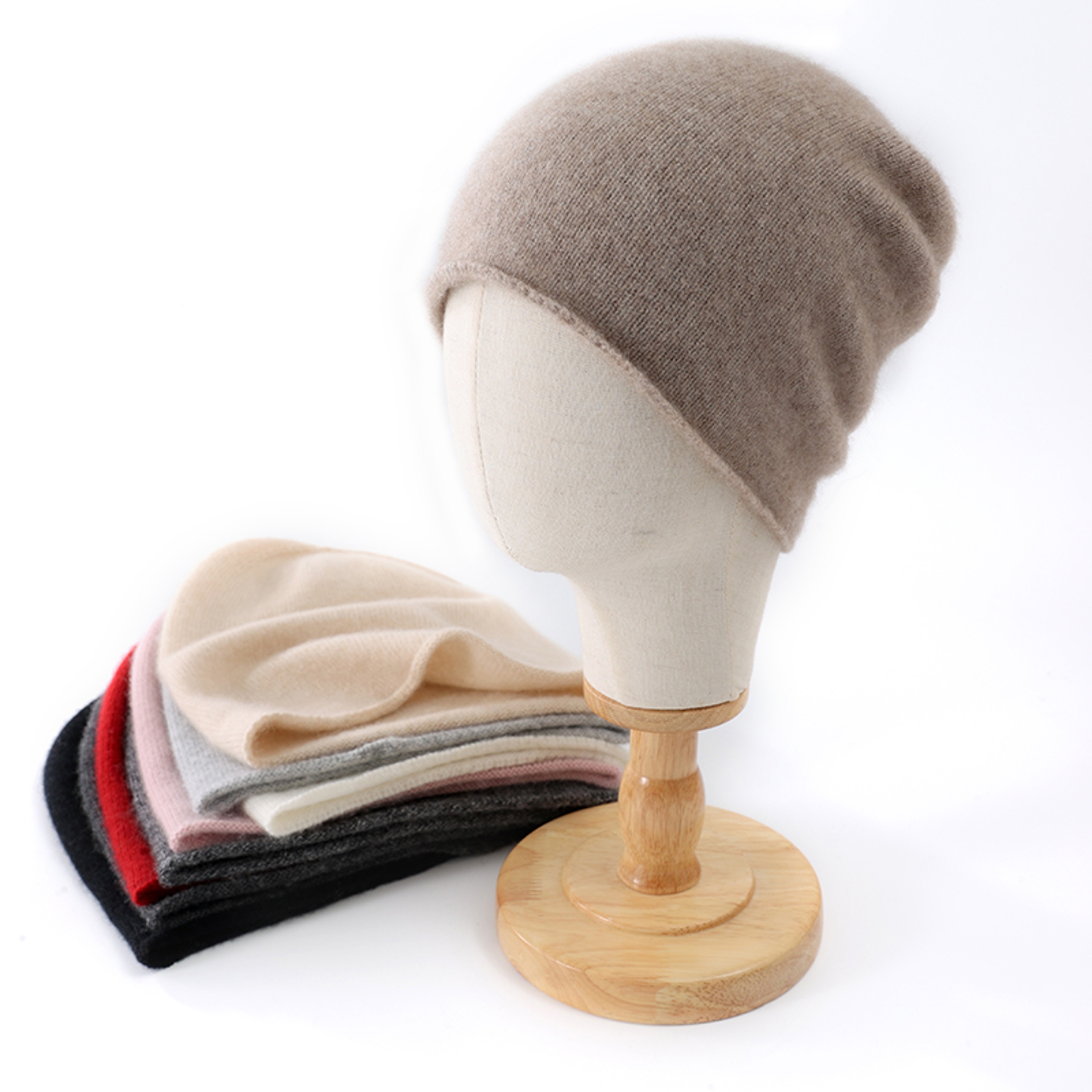 Solid Color Cashmere Knitted Beanie, Winter Unisex Cashmere Hat, Outdoor Warm Hedging Cap for Men and Women – view 2