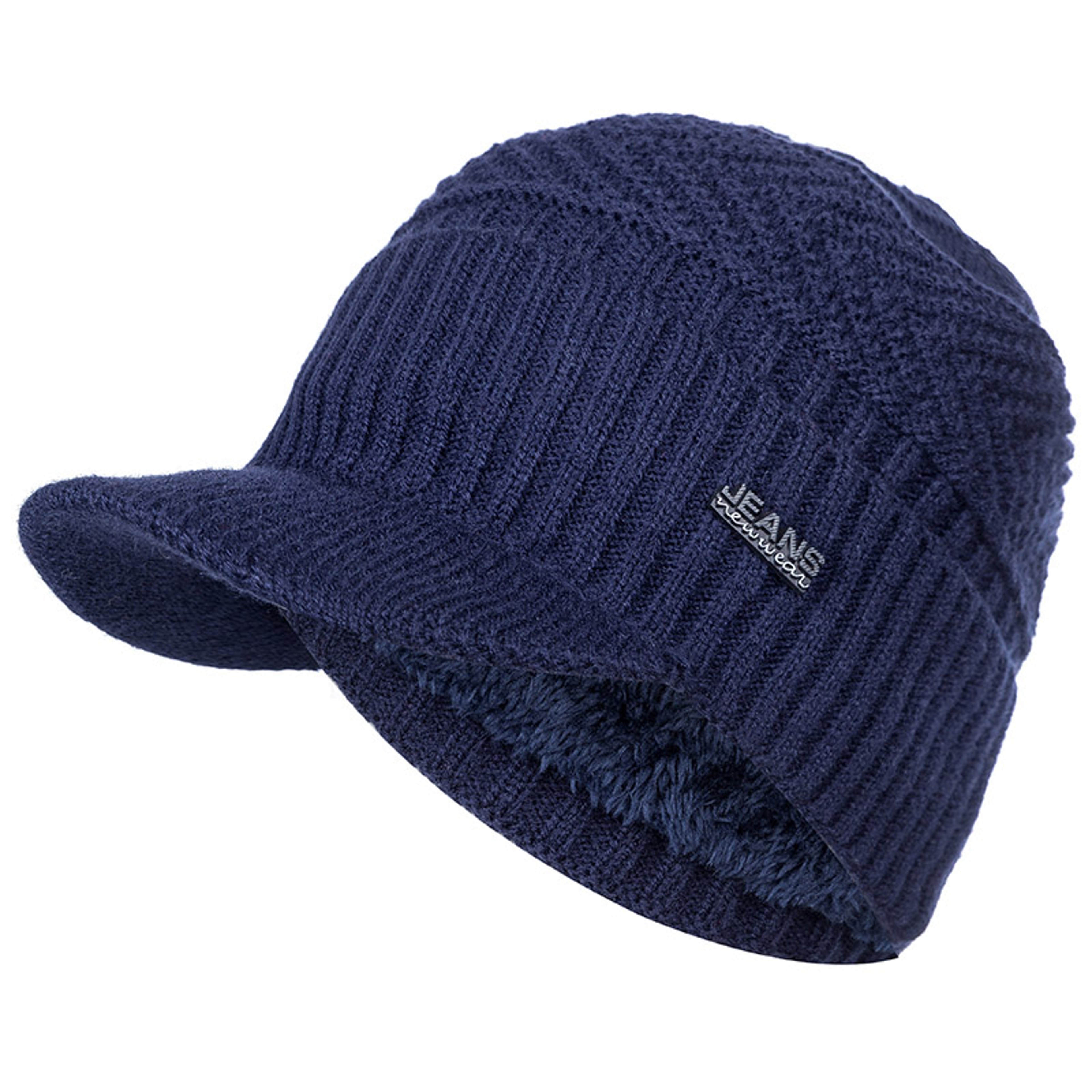 Stylish Add Fur Lined Beanie Cap, Thick Knitted Unisex Warm Winter Hat with Brim for Men and Women – view 12