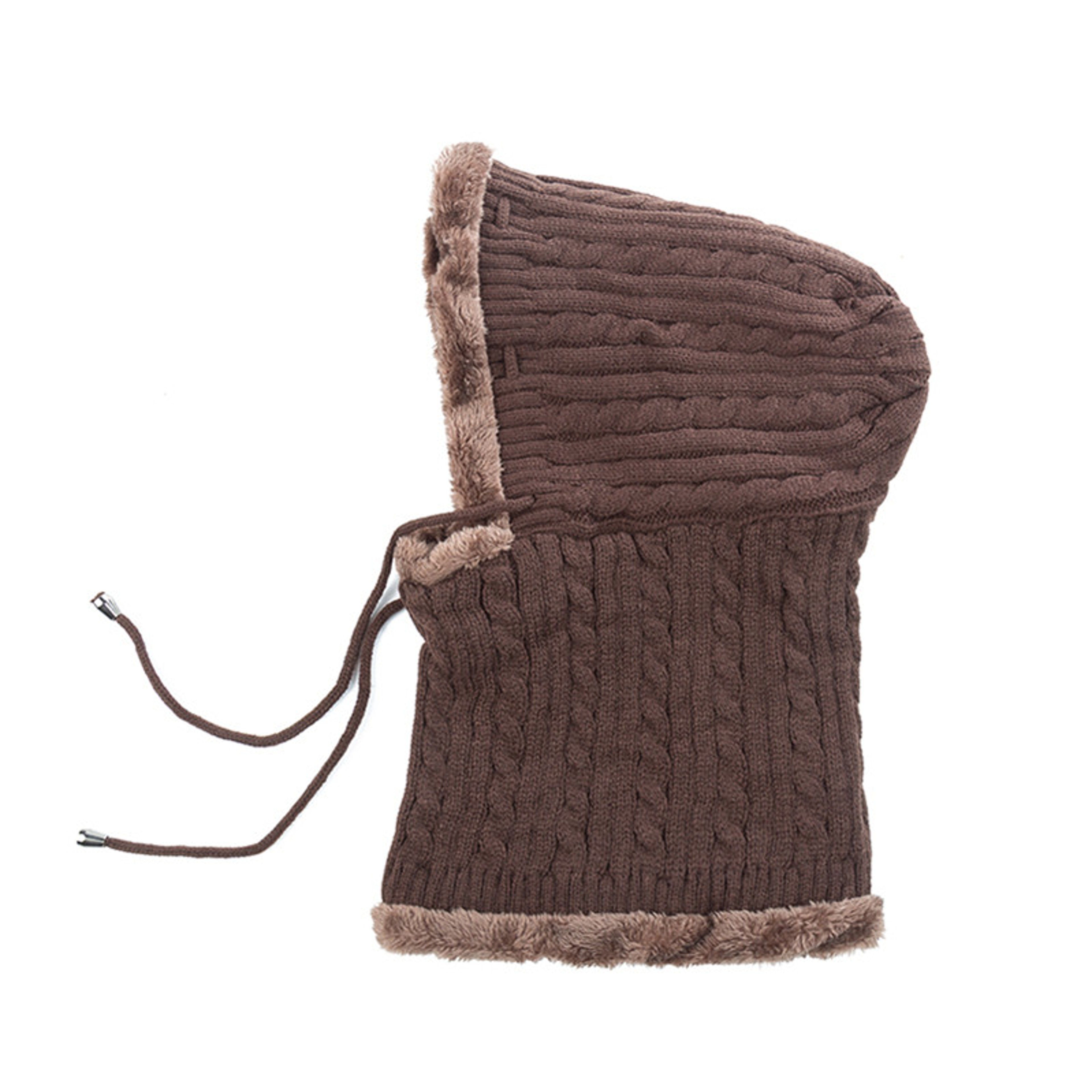 Fur Lined Warm Hat for Men and Women, Unisex Knitted Beanie Cap, Winter Neck Protection Balaclava. – view 12